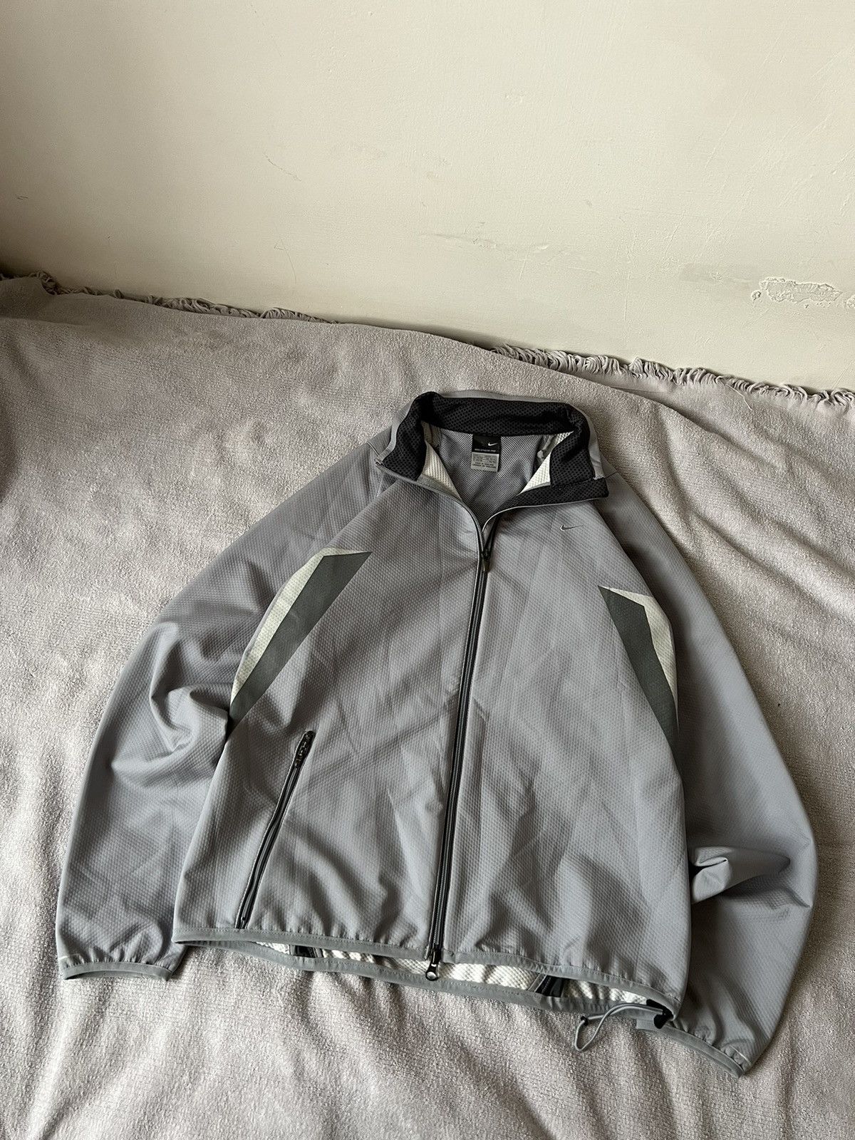 Nike × Vintage Nike vintage drill zip jacket grey y2k style mini