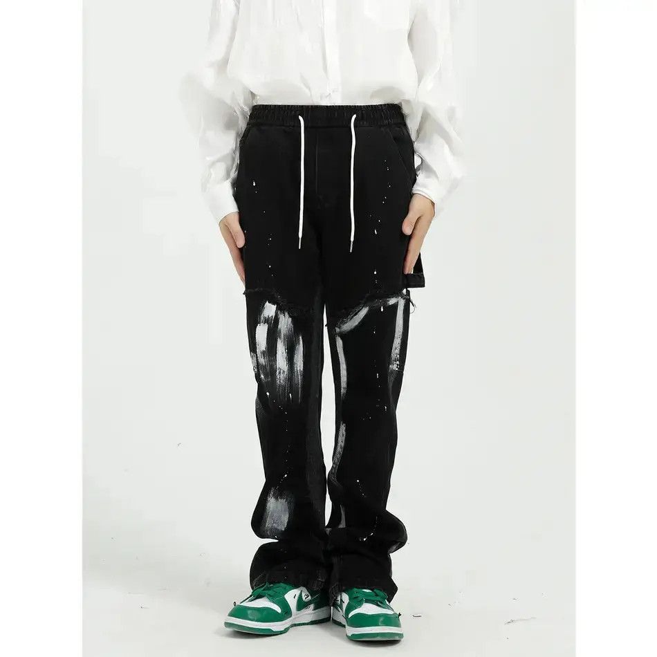 Japanese Brand Retro loose splashed ink color blocked jeans Size US 32 / EU 48 - 1 Thumbnail