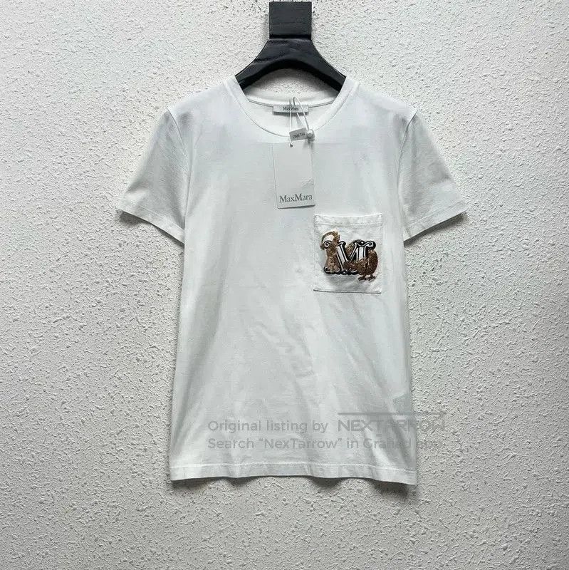 Max Mara MaxMara White Cotton Embroidered Logo T-Shirt . Size M / US 6-8 / IT 42-44 - 1 Thumbnail