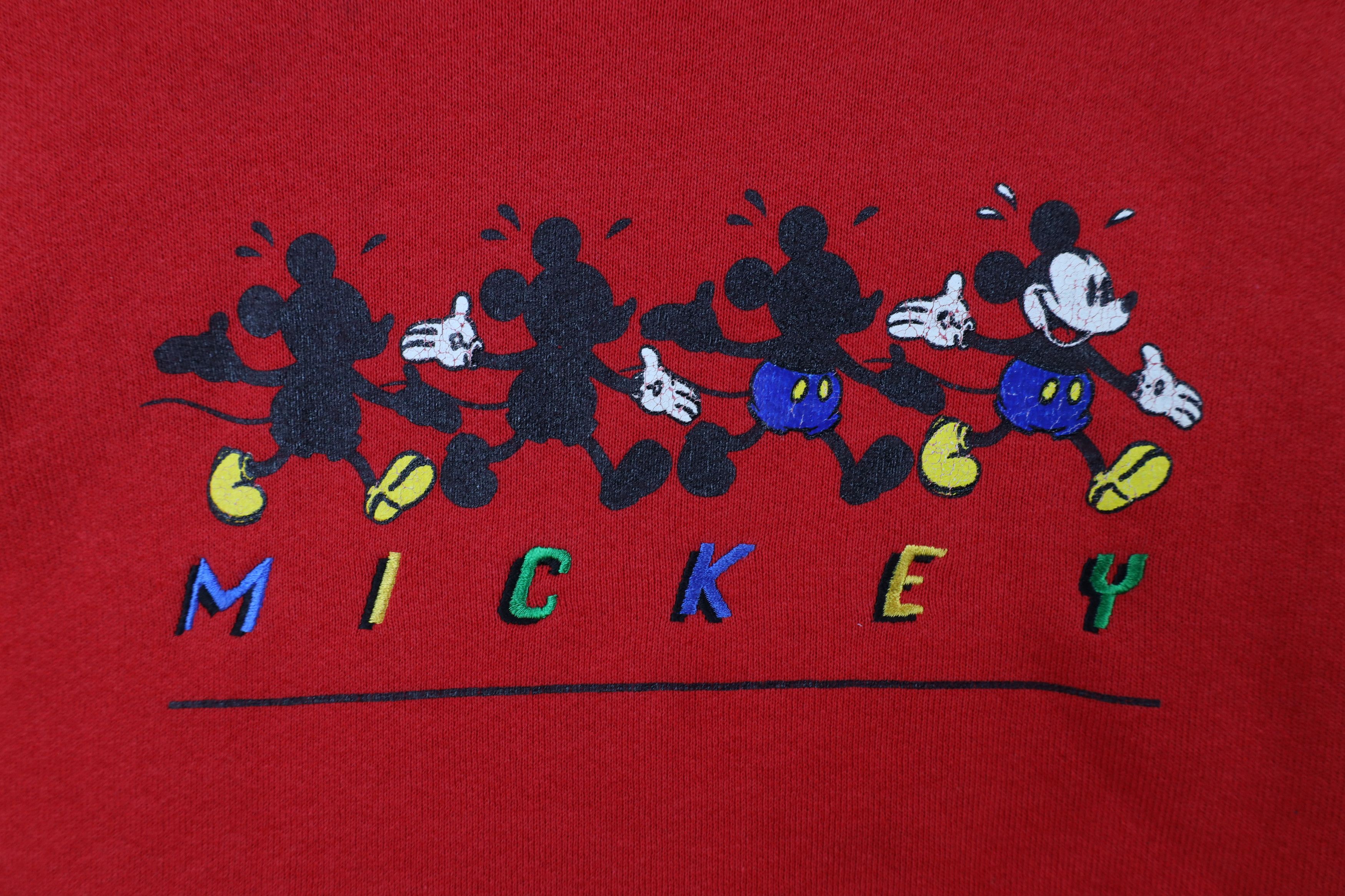 Disney × Vintage Vintage 90s Disney Mickey Mouse Crewneck Sweatshirt Red USA Size US XL / EU 56 / 4 - 4 Thumbnail