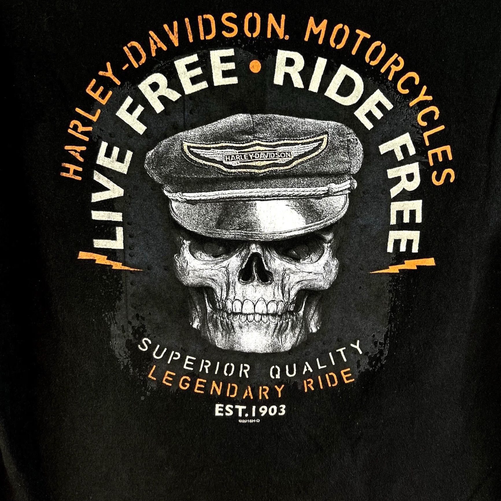 Harley Davidson Harley-Davidson Live Free Ride Free T-Shirt Black Crew Neck Short Sleeve Men’s Size L Graphic Print Biker 2010s Size US L / EU 52-54 / 3 - 3 Thumbnail