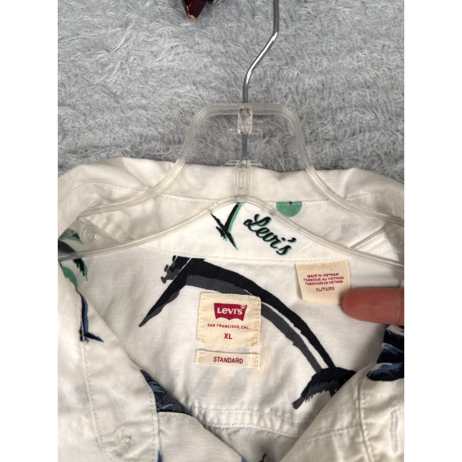 Levi's VINTAGE Levis Shirt Men Extra Large White Palm Tree Sunset Hawaiian Button Up Cotton Size US XL / EU 56 / 4 - 7 Thumbnail