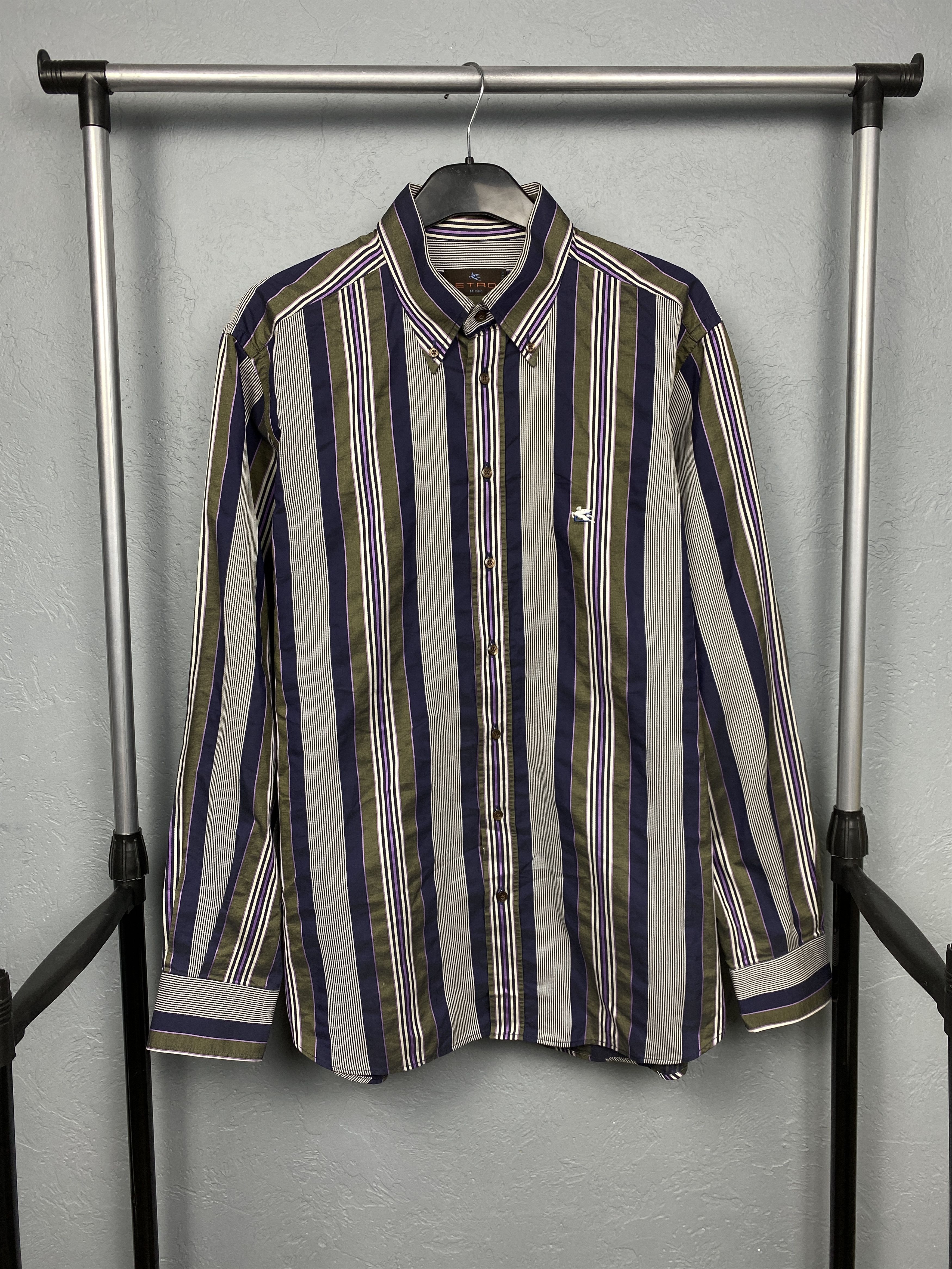 Etro Etro Milano Vintage Mens Striped Long Sleeve Shirt Size US XL / EU 56 / 4 - 1 Thumbnail