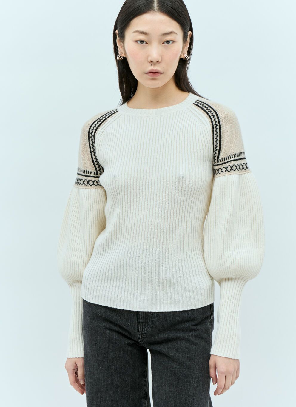 image of Max Mara Feminine Wool And Cashmere Sweater in White, Women's (Size XS)