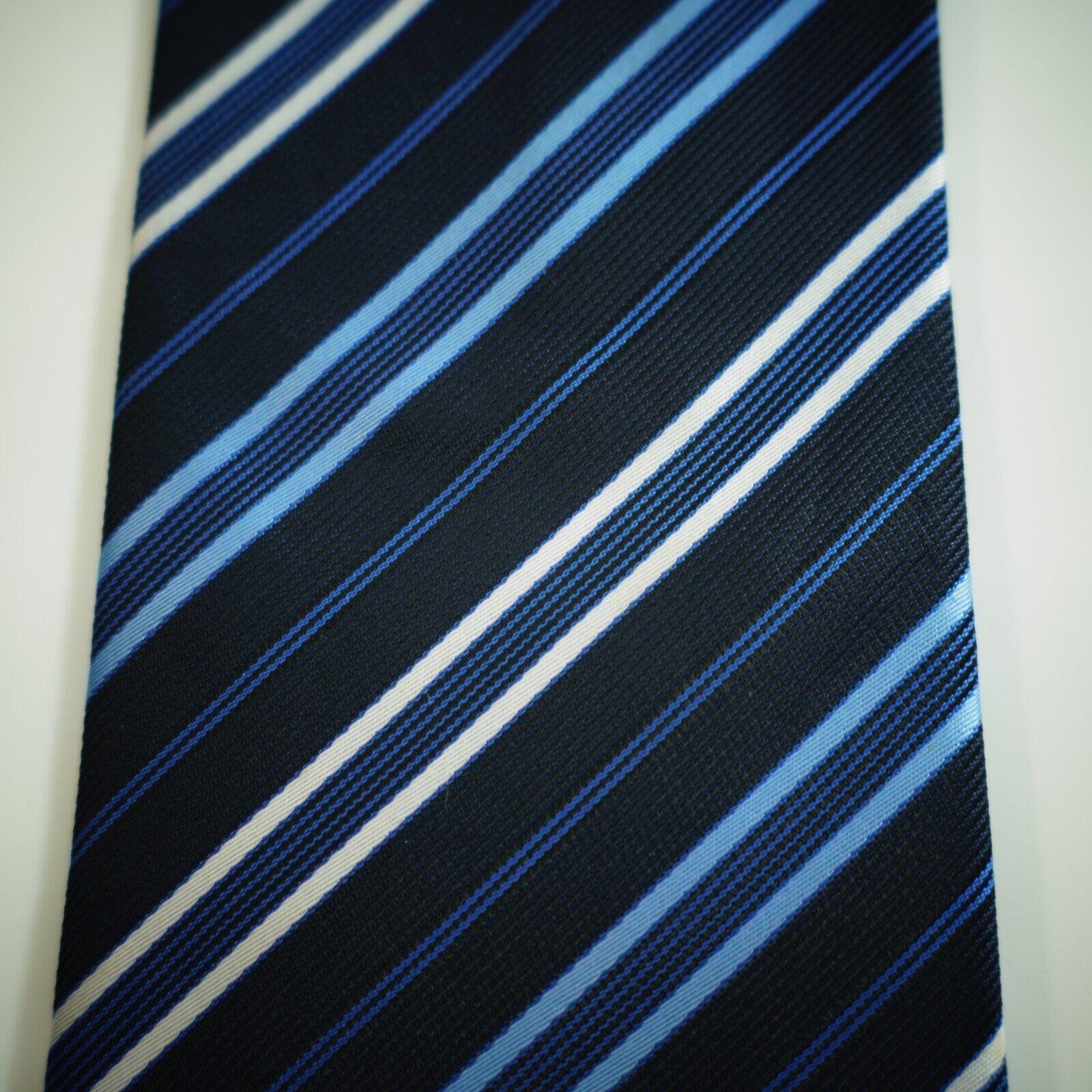 Stafford Stafford Essentials Blue Striped Woven Silk Tie Size ONE SIZE - 2 Thumbnail
