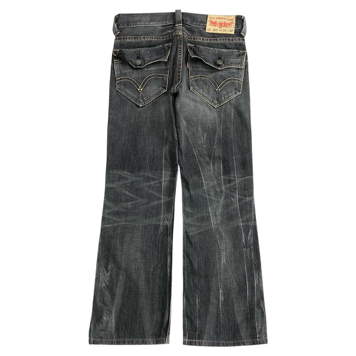 If Six Was Nine × Le Grande Bleu (L.G.B.) × Levi's Crazy Flare Jeans Levis 507 Multi Pocket Y2K Faded Pants Size US 32 / EU 48 - 15 Thumbnail