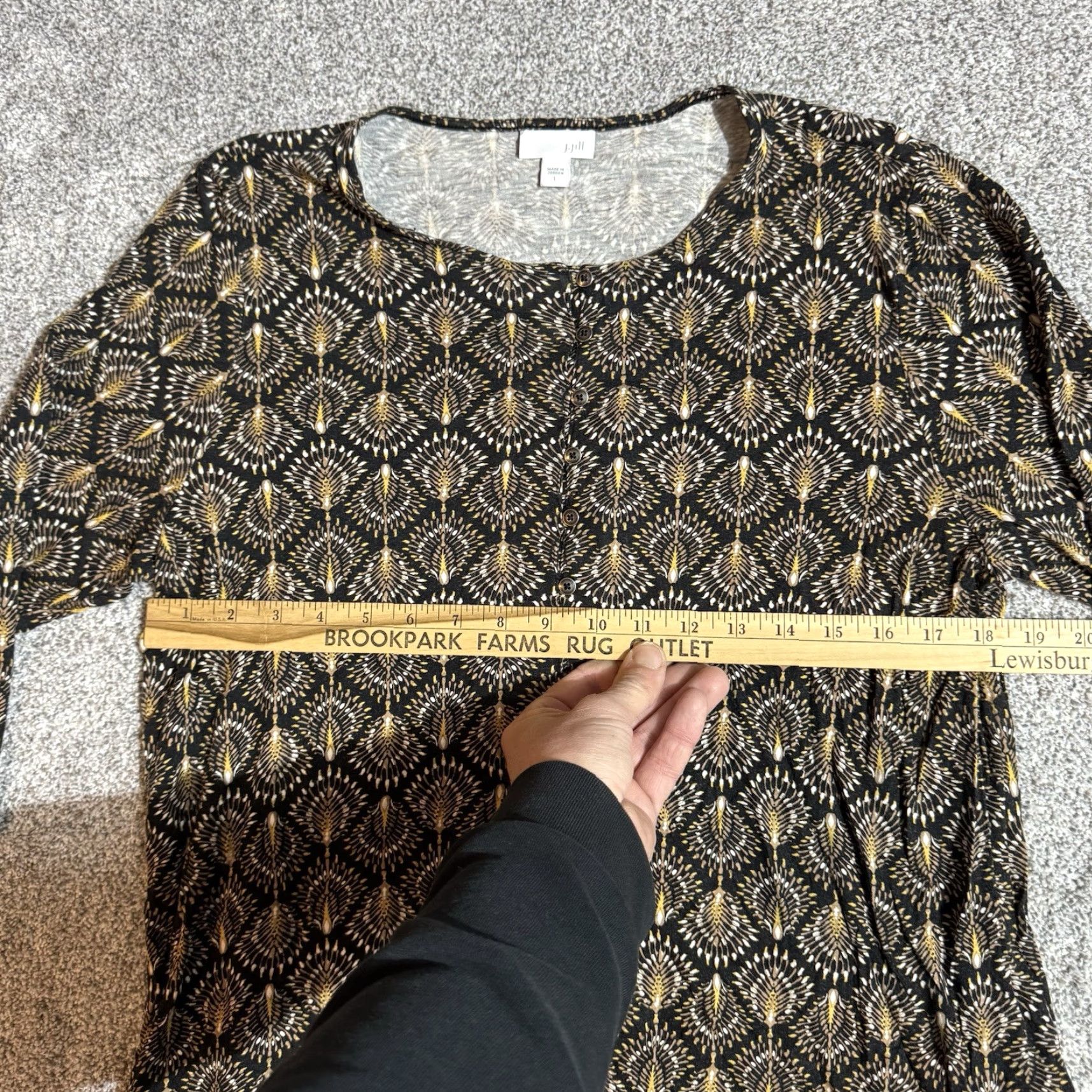J. Jill J Jill Tunic Top Womens Large Lagenlook Geometric Boho Grandmacore Earthy Hippie Size L / US 10 / IT 46 - 3 Thumbnail