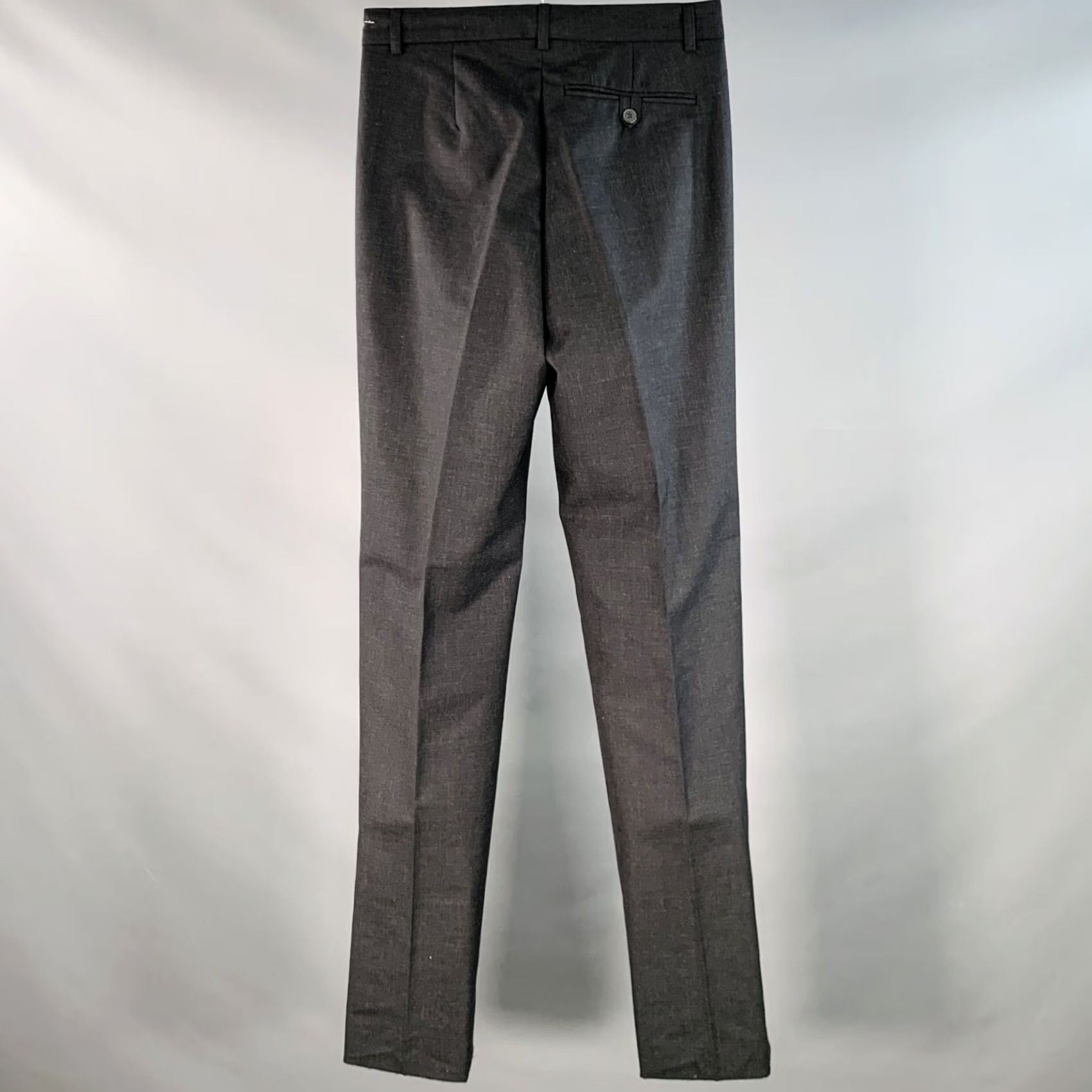 Vintage AGNÈS B. Men's Size 28 Grey Charcoal Wool Pleated Tapered Dress Pants Size US 28 / EU 44 - 2 Thumbnail
