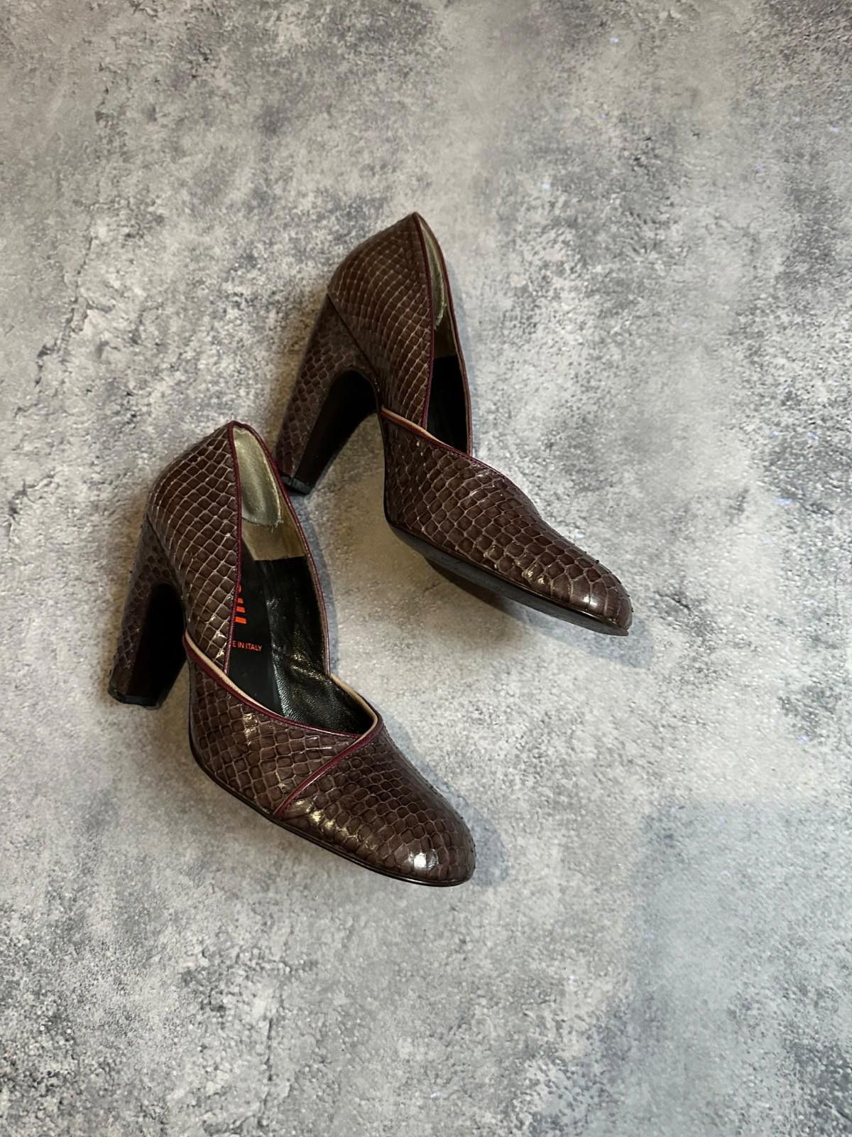 Miu Miu Miu Miu Leather Brown Chunky High Heel 7 Peep Toe EUR 37.5 Size US 7 / IT 37 - 1 Thumbnail