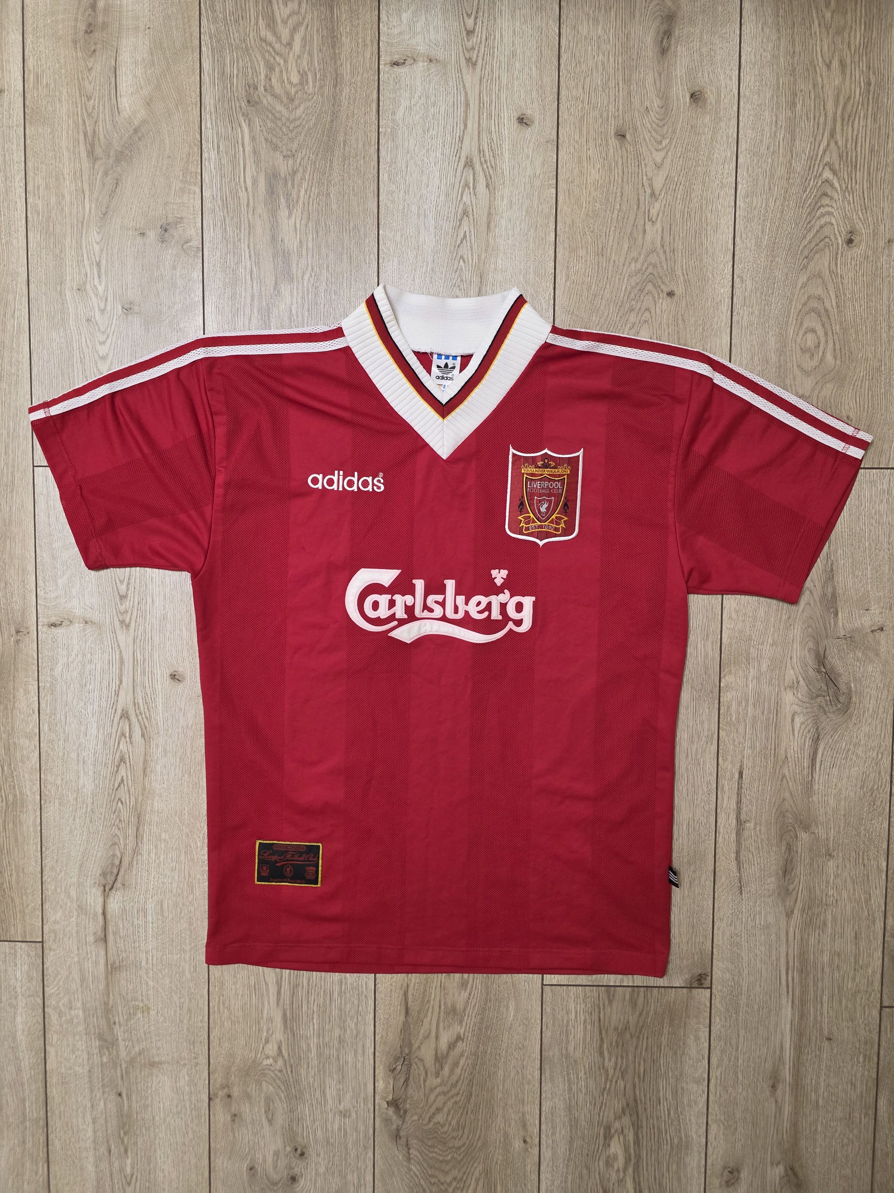 Adidas LIVERPOOL 1995 1996 HOME VINTAGE FOOTBALL SOCCER JERSEY Size US L / EU 52-54 / 3 - 1 Thumbnail