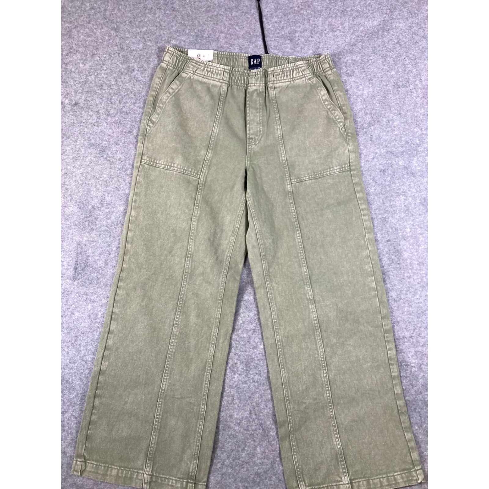 Gap VINTAGE Gap Pull On Pants Womens L Green Denim Straight Leg Elastic Waist Preppy NWT Size 36" / US 14 / IT 50 - 3 Thumbnail