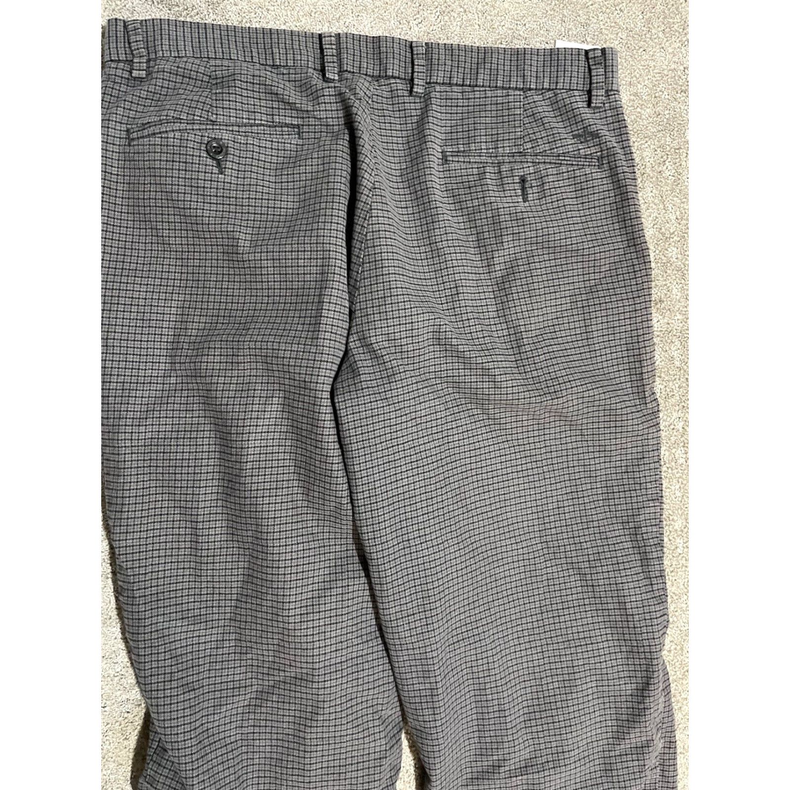 Dockers VINTAGE Dockers Pants - Plaid Straight Fit Khakis, Men, Size 36, Inseam 29, Gray/Blue, Cotton, 90s, Mens Size US 36 / EU 52 - 4 Thumbnail