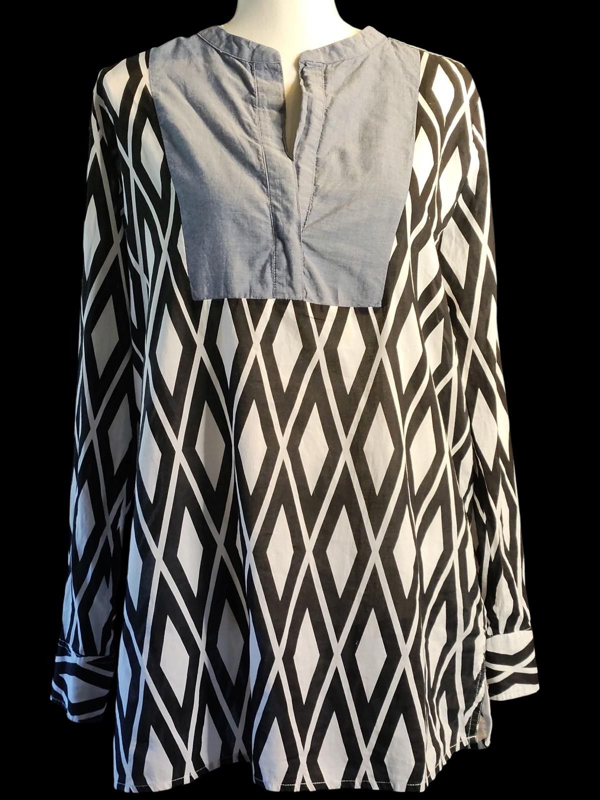 J.Crew J.Crew Women's Geometric Pattern Long Sleeve Blouse Size M / US 6-8 / IT 42-44 - 3 Thumbnail