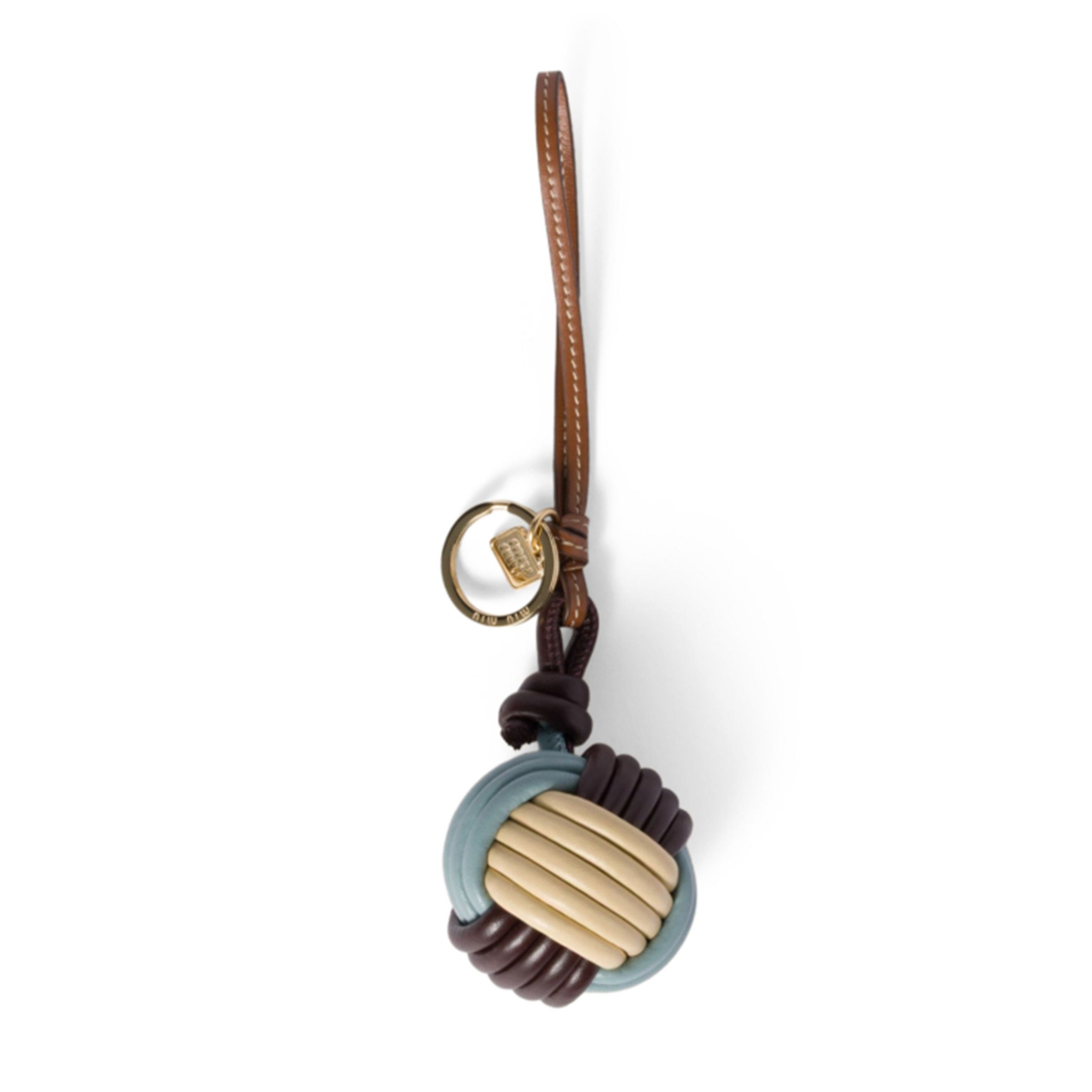 Miu Miu Bag Charm 5TL534 Knot Detail Leather Keychain Trick