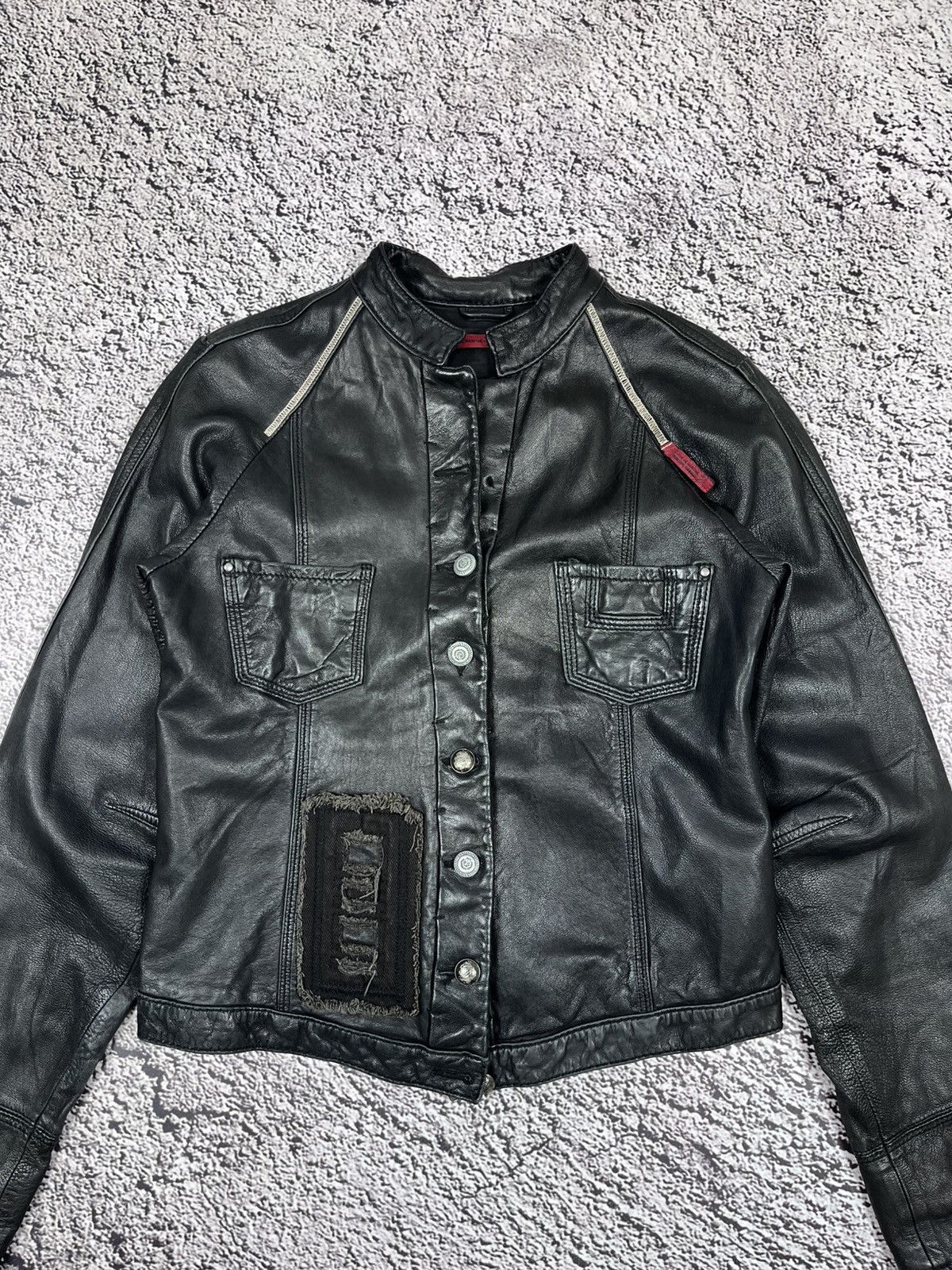 Marithe + Francois Girbaud MARITHE FRANÇOIS GIRBAUD Avant Garde Cropped Leather Jacket Size S / US 4 / IT 40 - 2 Thumbnail