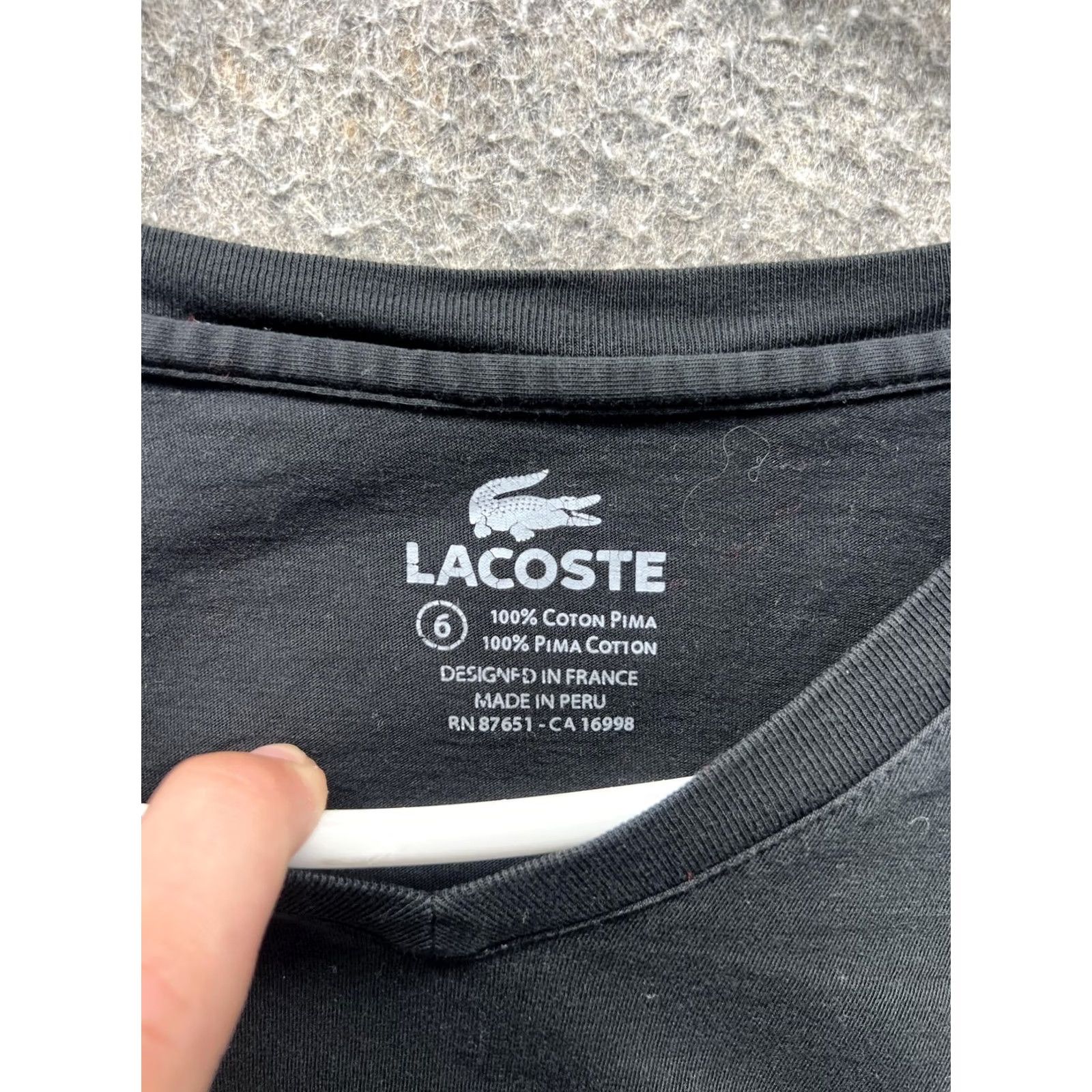 Lacoste Lacoste Shirt Mens XL Black Pima Cotton Logo V-Neck Tagless Tee T-Shirt 6 Size US XL / EU 56 / 4 - 2 Thumbnail