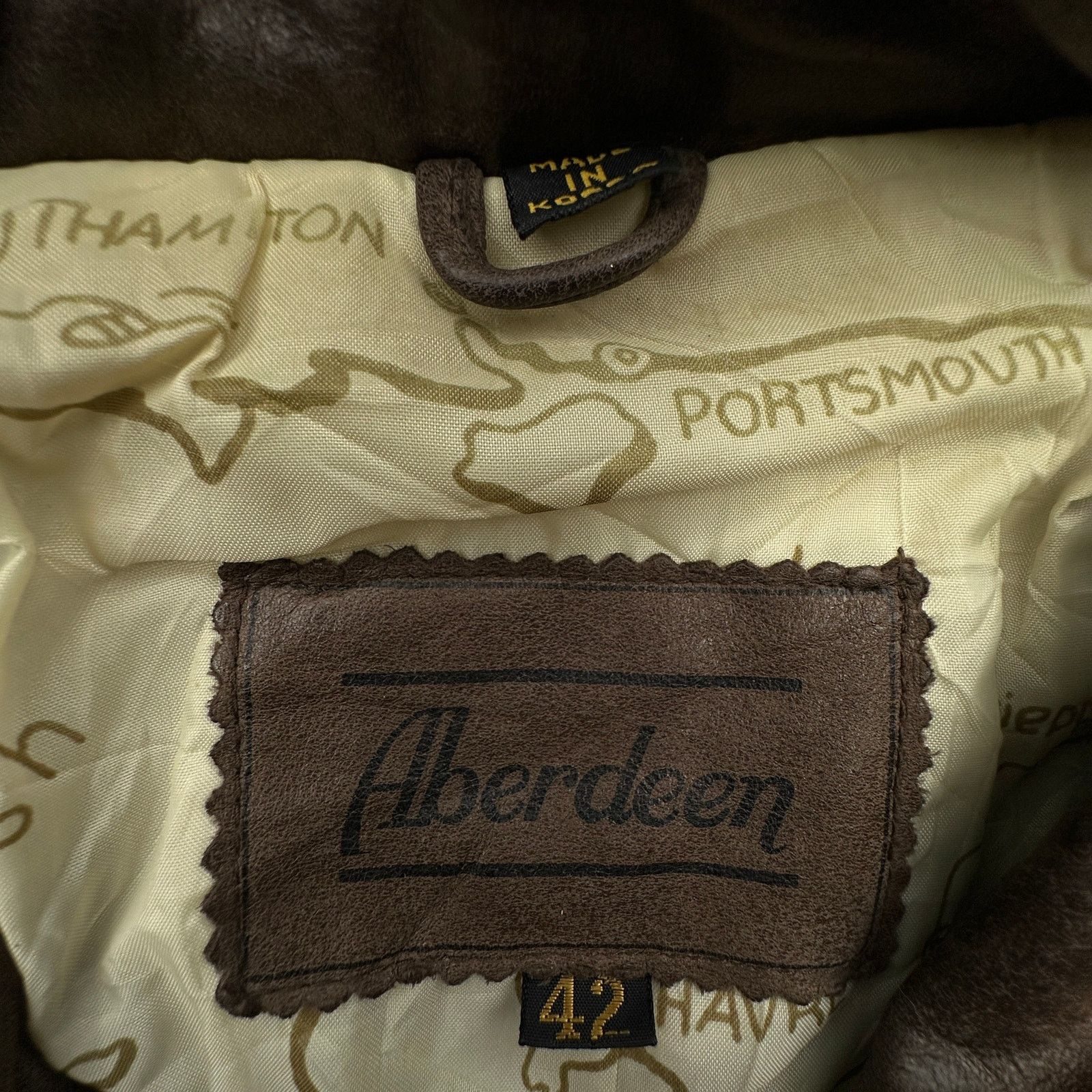 Vintage VTG Aberdeen Map Lined Bomber Leather Jacket Mens 42 Large Size US L / EU 52-54 / 3 - 3 Thumbnail