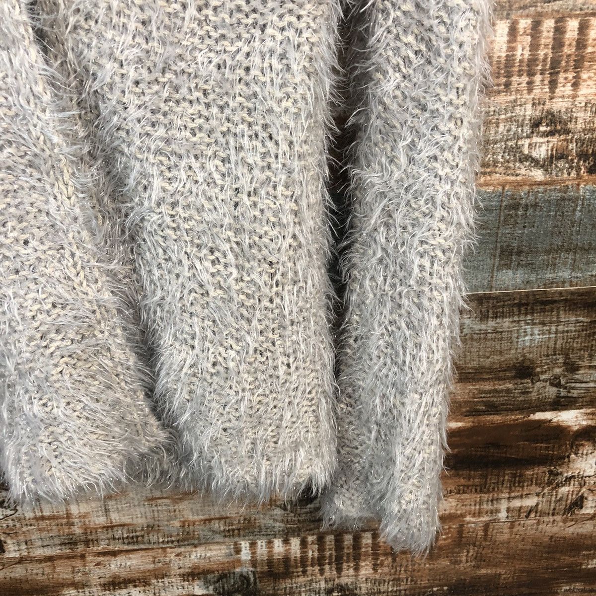Other Become Grey mohair fur shaggy Cardigan Knitwear #A1318 Size L / US 10 / IT 46 - 8 Thumbnail