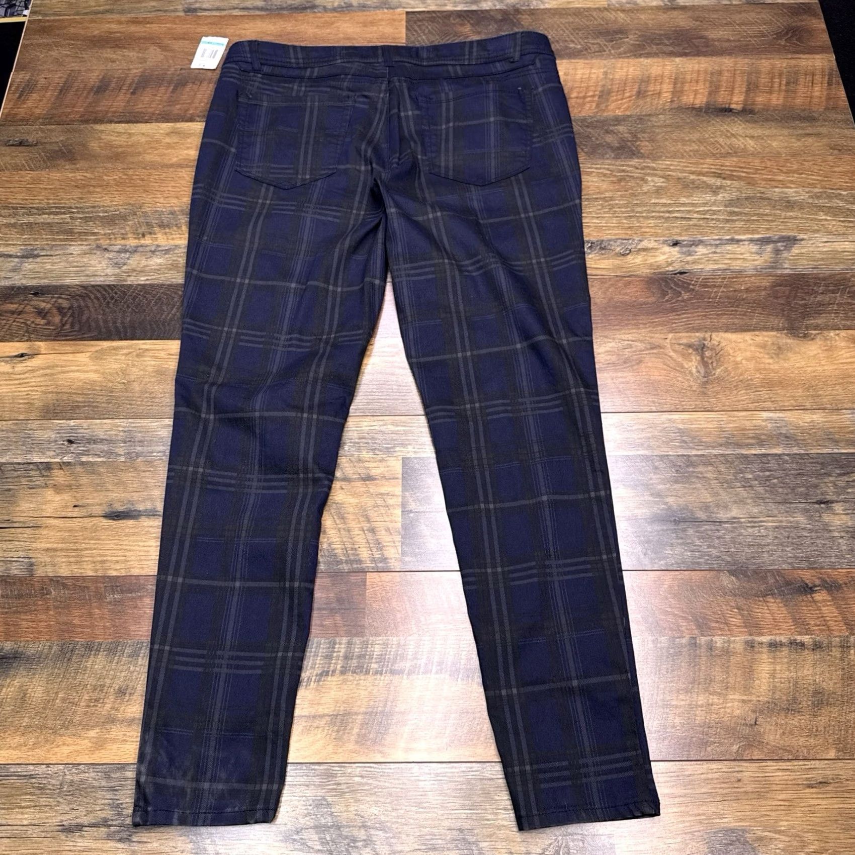 Vintage Democracy Jeans Womens 16 Blue Plaid Mid Rise Stretch Jegging Size 38" / US 16 / IT 52 - 2 Thumbnail