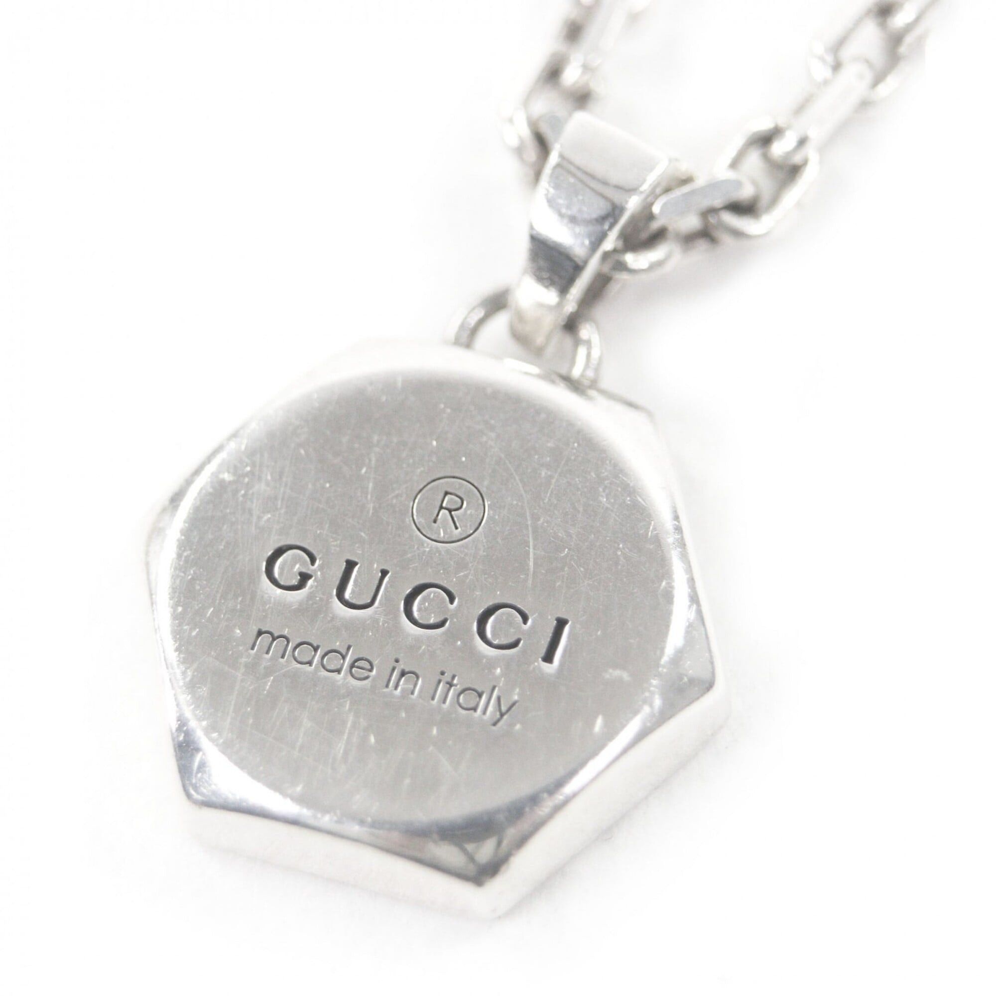 Gucci GUCCI 779175 Trademark Engraved AG925 Octagon Chain Necklace, Silver, with Box and Dust Bag, Made in Italy, Total Weight 23.26g, Men's Size ONE SIZE - 1 Thumbnail