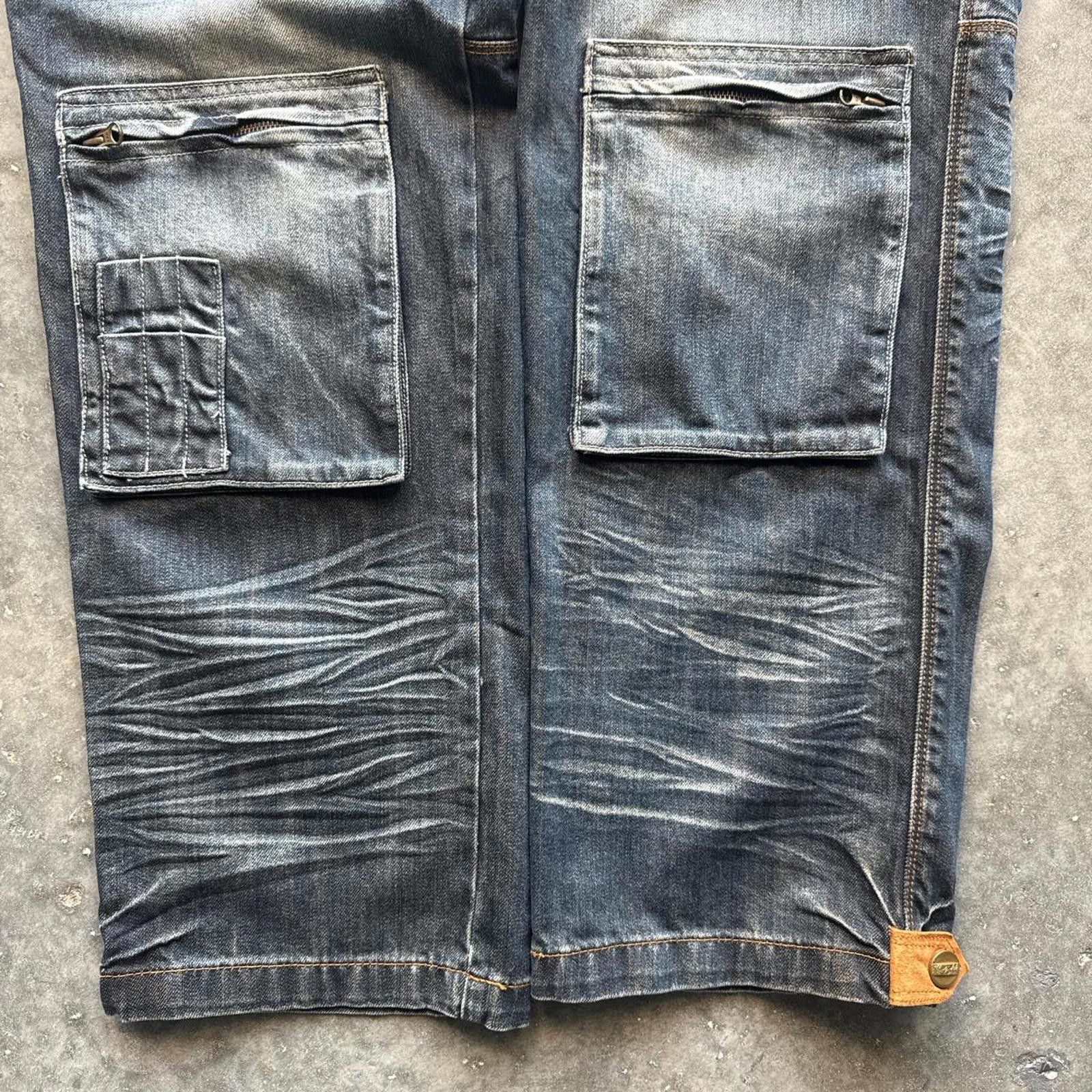Eighty Eight Eight 732 Vintage 90's Cargo Denim Jeans & Multiple Pockets Size US 34 / EU 50 - 5 Thumbnail