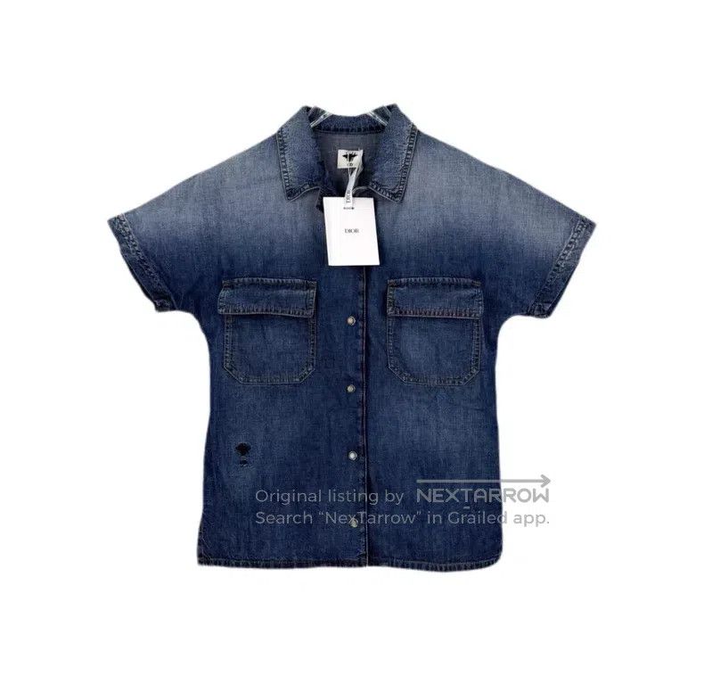 Dior Dior Washed blue embroidered bee denim cotton short-sleeve Size XS / US 0-2 / IT 36-38 - 1 Thumbnail