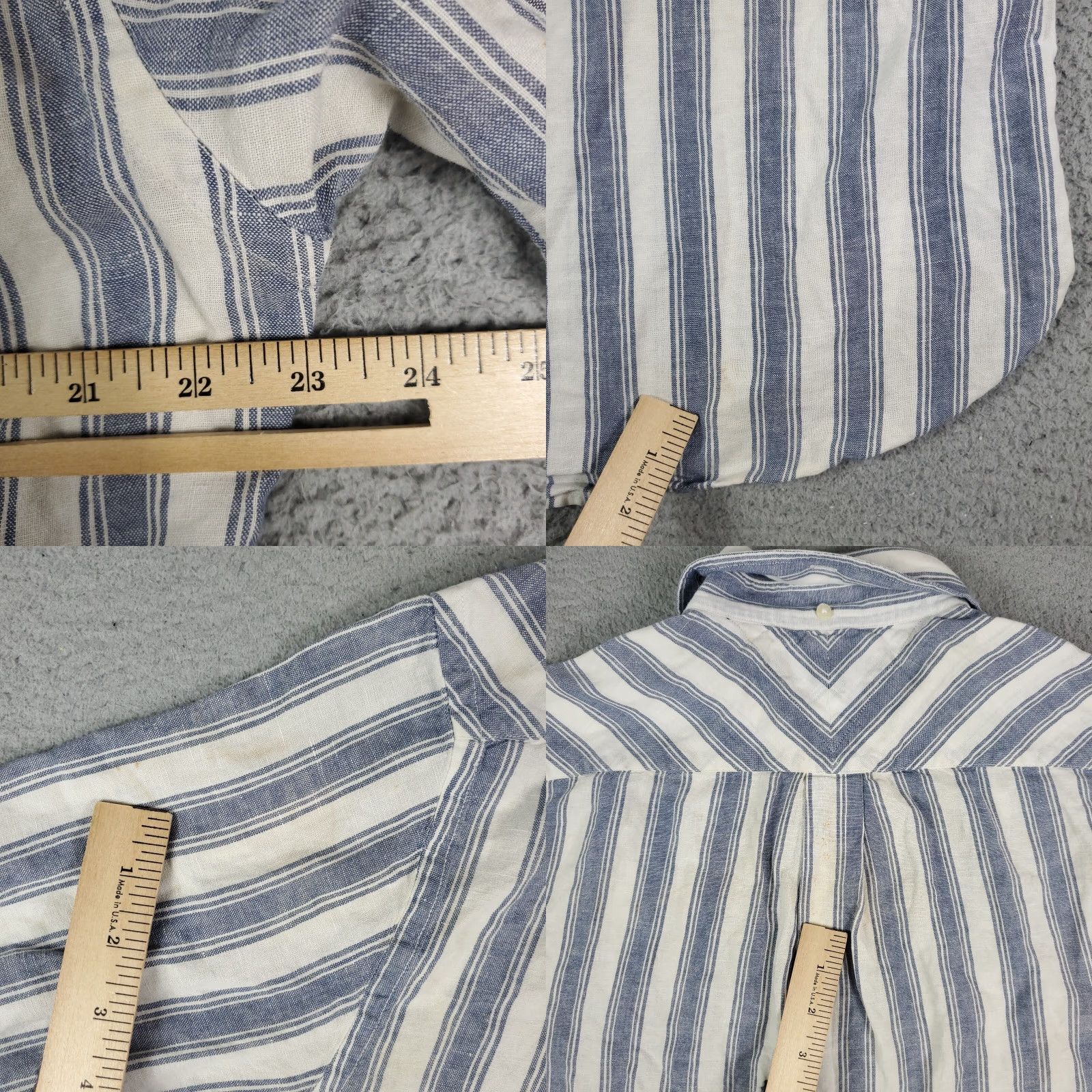 Tommy Hilfiger VINTAGE Tommy Hilfiger Shirt Mens Medium Blue Striped Button-Up Short Sleeve STAINED - Cotton, Classic, Preppy, TH Logo, 90s Era Mens Shirt Size US M / EU 48-50 / 2 - 8 Thumbnail