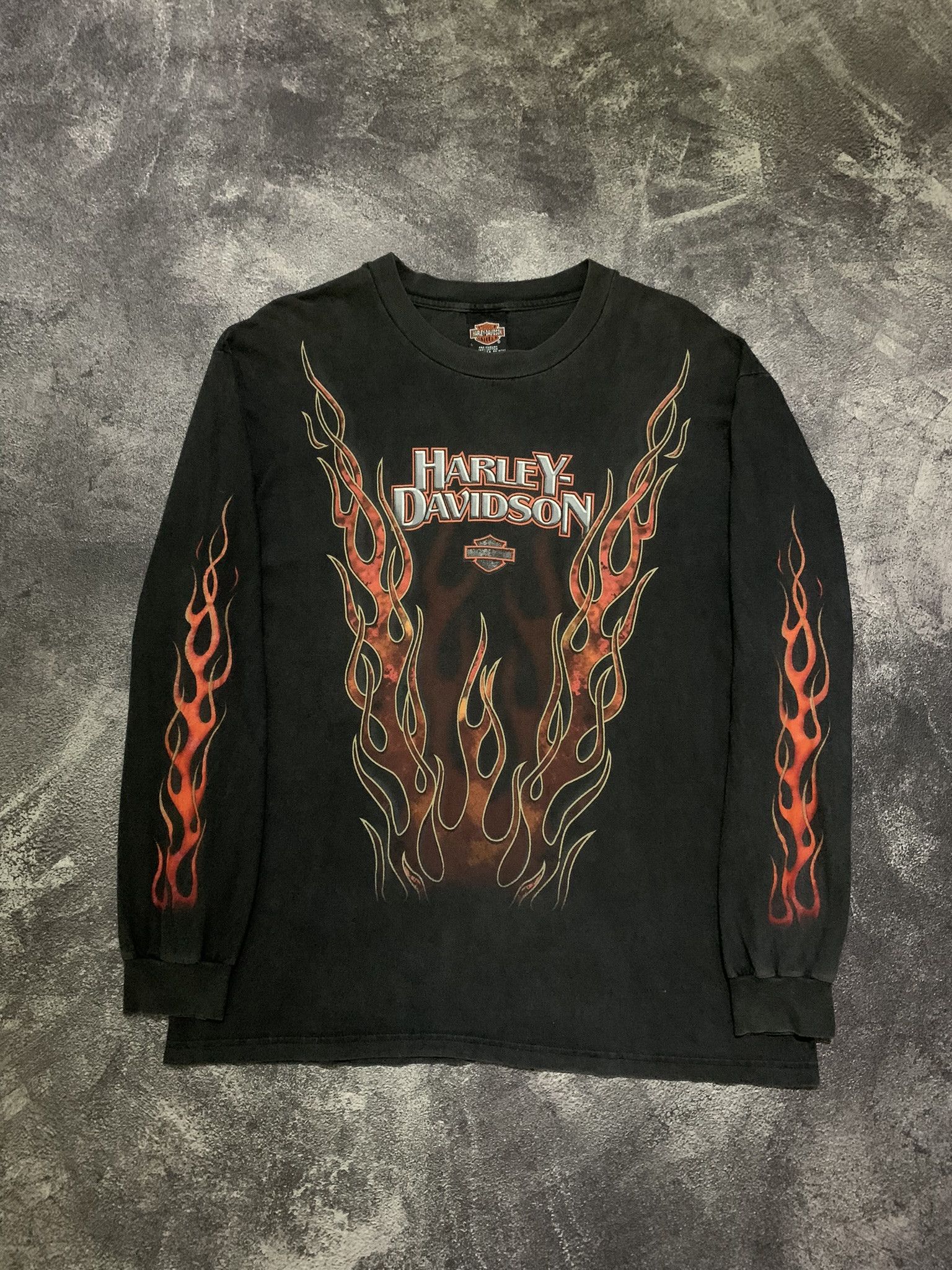 Harley Davidson 💎 Vintage Long Sleeve Flame Harley Davidson Tee Size US L / EU 52-54 / 3 - 2 Thumbnail