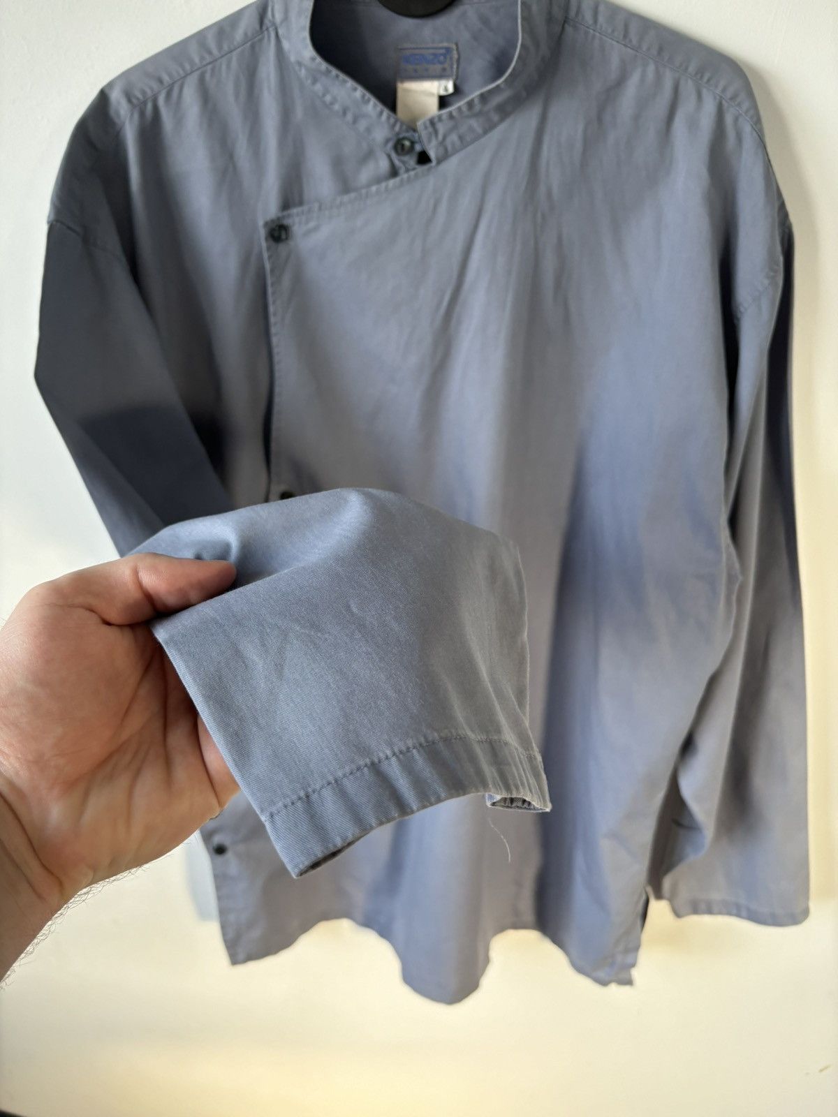 Japanese Brand × Kenzo × Vintage Vintage Kenzo Runway Collarless Side Button Shirt Size US XL / EU 56 / 4 - 7 Thumbnail