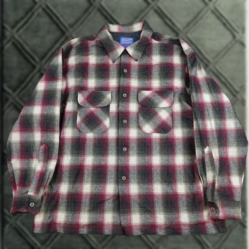 Pendleton VINTAGE Pendleton Loop Collar Shirt Mens XL Red Tartan Plaid Wool Button Up Size US XL / EU 56 / 4 - 1 Thumbnail