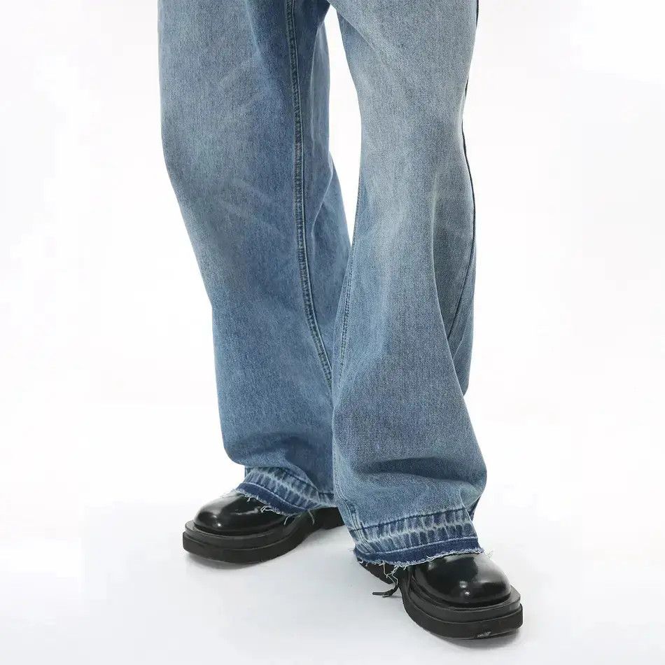 Japanese Brand Retro loose straight leg fringed jeans Size US 32 / EU 48 - 3 Thumbnail