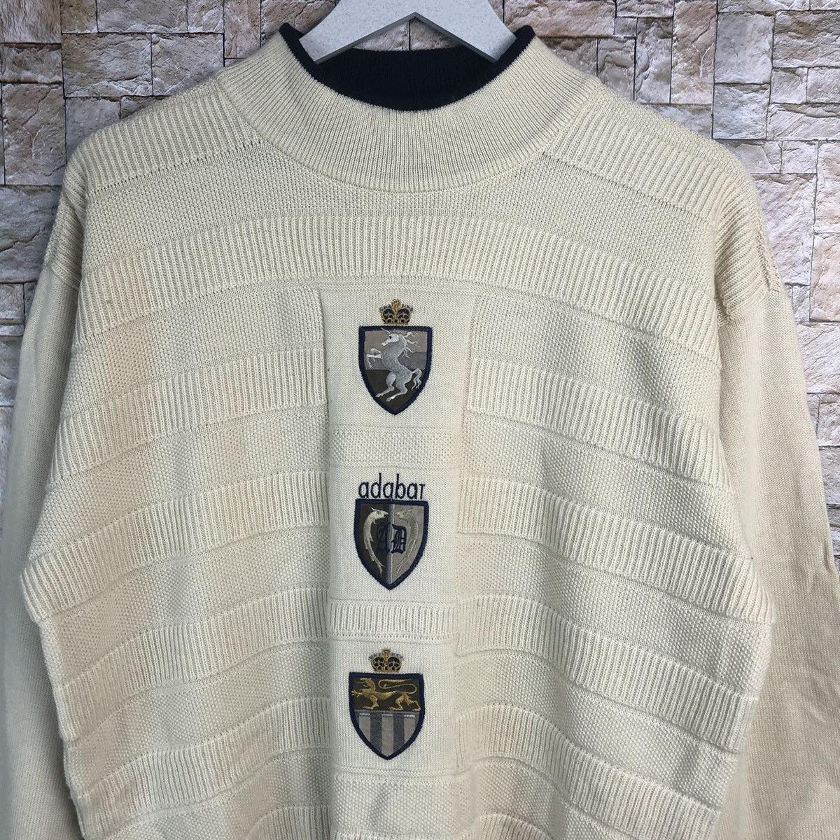 Japanese Brand Adabat Cream Sweatshirt vintage knitwear #A209 Size US L / EU 52-54 / 3 - 5 Thumbnail