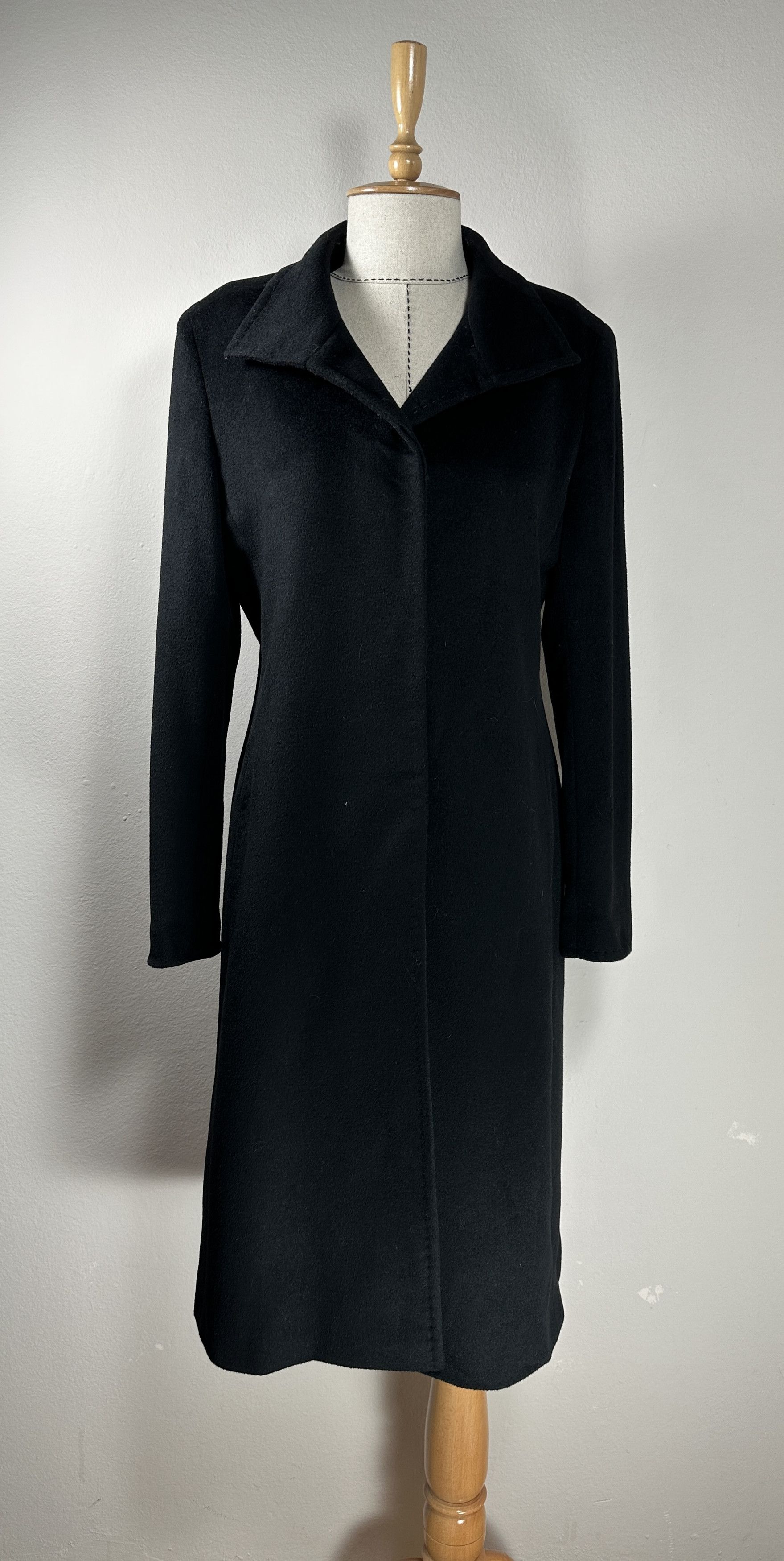 image of Cinzia Rocca x Loro Piana Wool Black Angora Coat, Women's (Size Large)