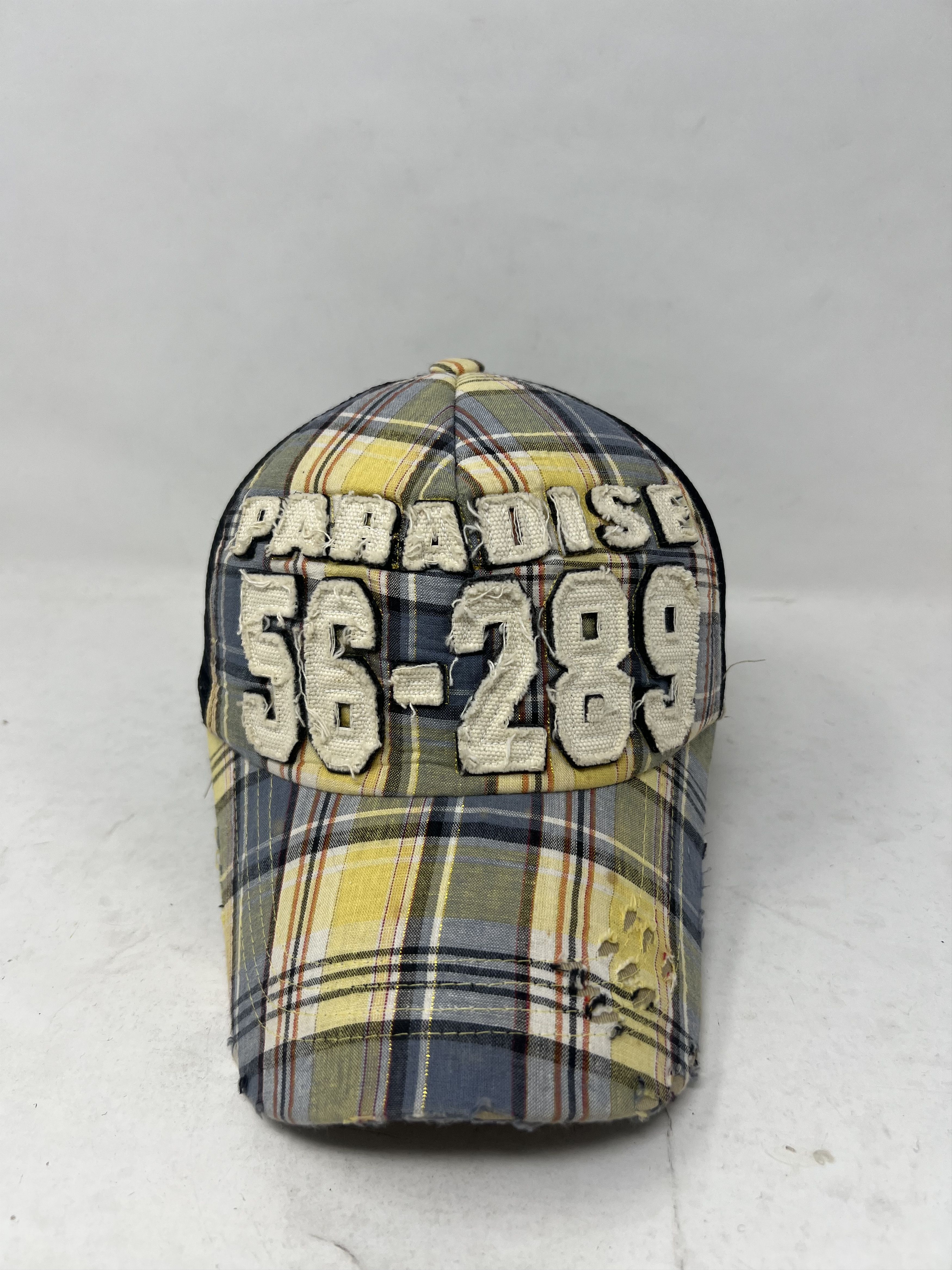 20471120 Distressed Plaid Pattern Trucker Hat Size ONE SIZE - 5 Thumbnail