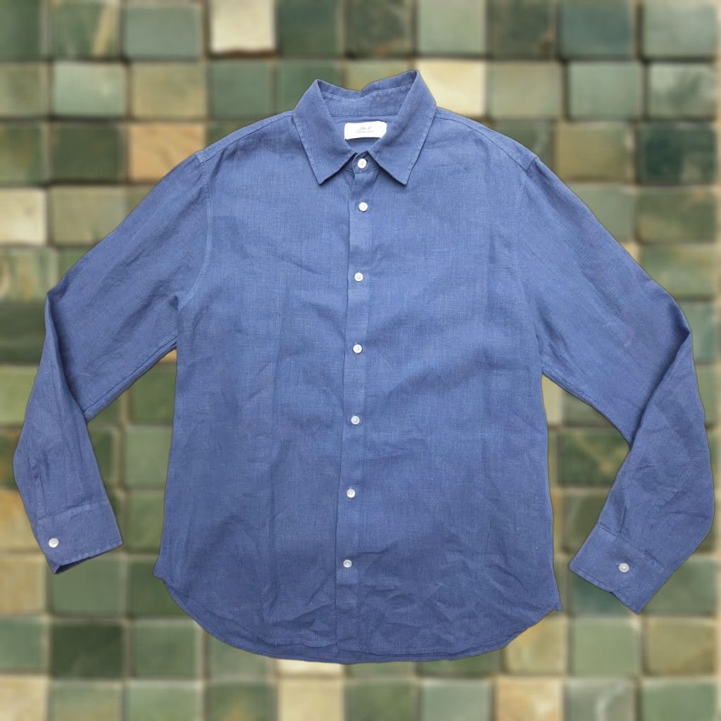 Vintage Mr. Porter Shirt Mens Medium Blue Linen Button-Up Long Sleeve Size US M / EU 48-50 / 2 - 1 Thumbnail