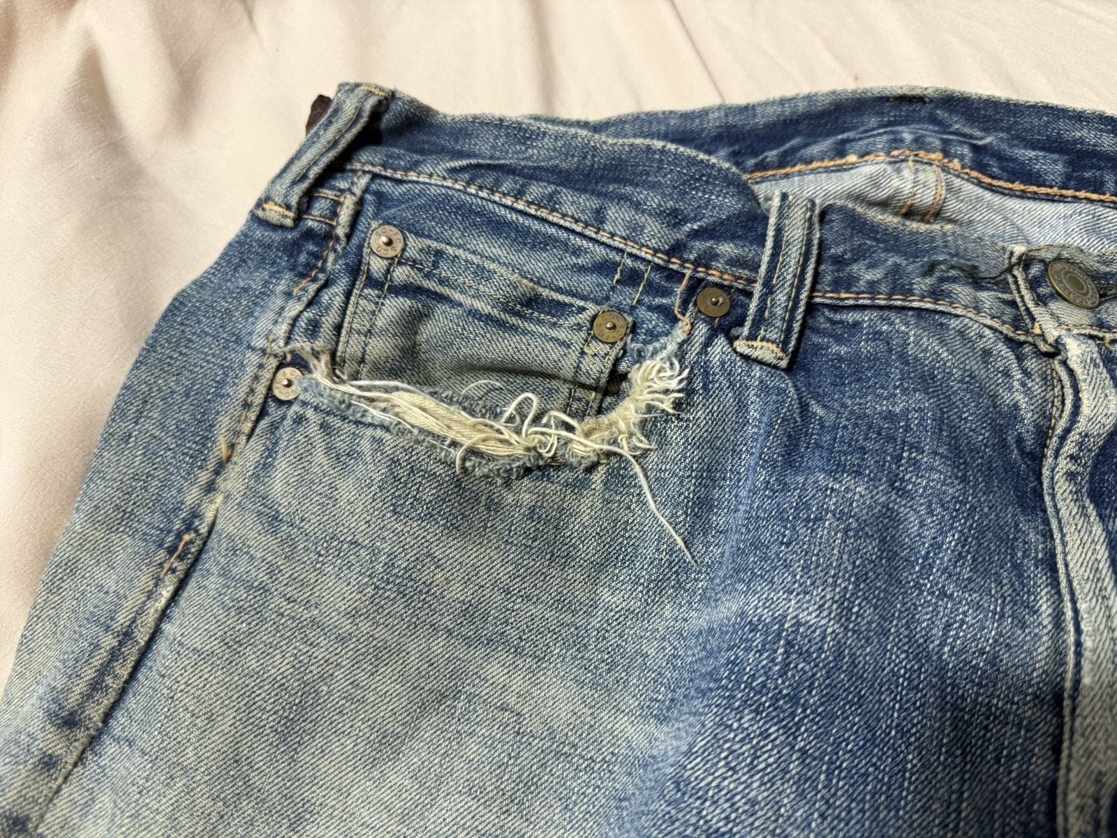 Japanese Brand Heavily Distressed Fullcount Selvedge Denim Size US 33 - 6 Thumbnail