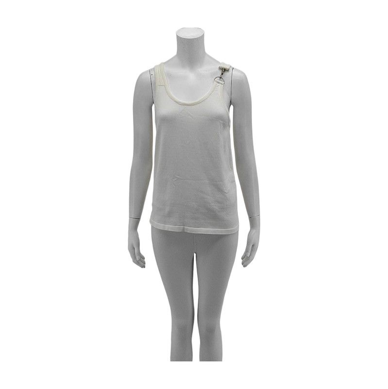 Louis Vuitton Louis Vuitton Summer Beige Sleeveless Cotton Top 0089 Size S / US 4 / IT 40 - 1 Thumbnail