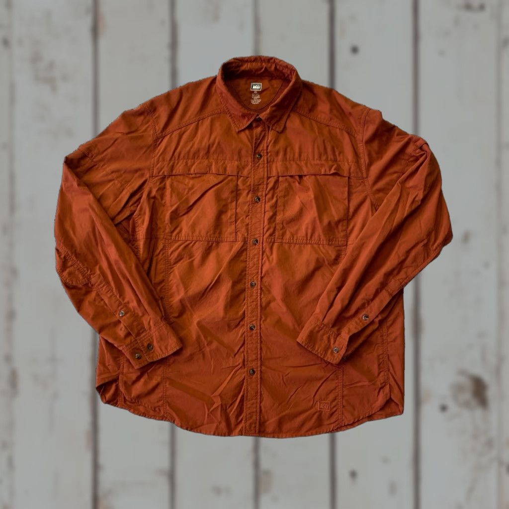 Vintage REI Tech Shirt Mens XL Orange Long Sleeve Nylon Hiking Outdoor Trail Shirt Size US XL / EU 56 / 4 - 1 Thumbnail