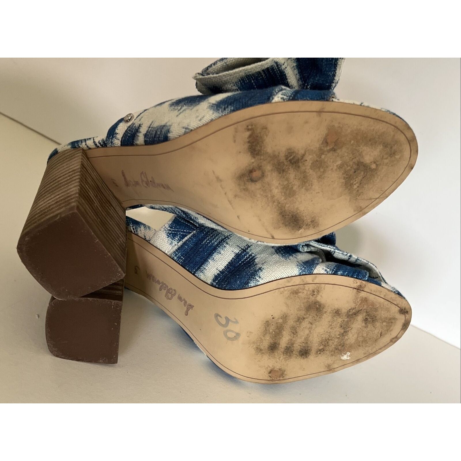 Sam Edelman Yumi Blue Bow High heel 3” peep toe sandals 6.5M slip-ons Size US 6.5 / IT 36.5 - 12 Thumbnail