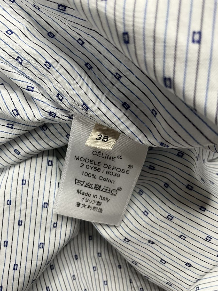 Celine Celine x Phoebe Philo Flocky Dot Striped Shirt Size US S / EU 44-46 / 1 - 8 Thumbnail