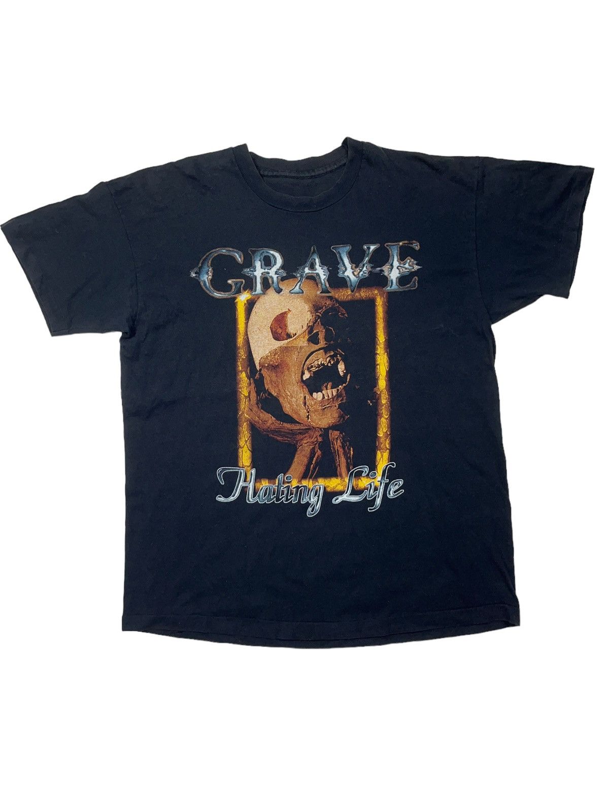Band Tees Vintage 90s Grave Hating Life T-shirt Entombed Obituary Size US XL / EU 56 / 4 - 1 Thumbnail