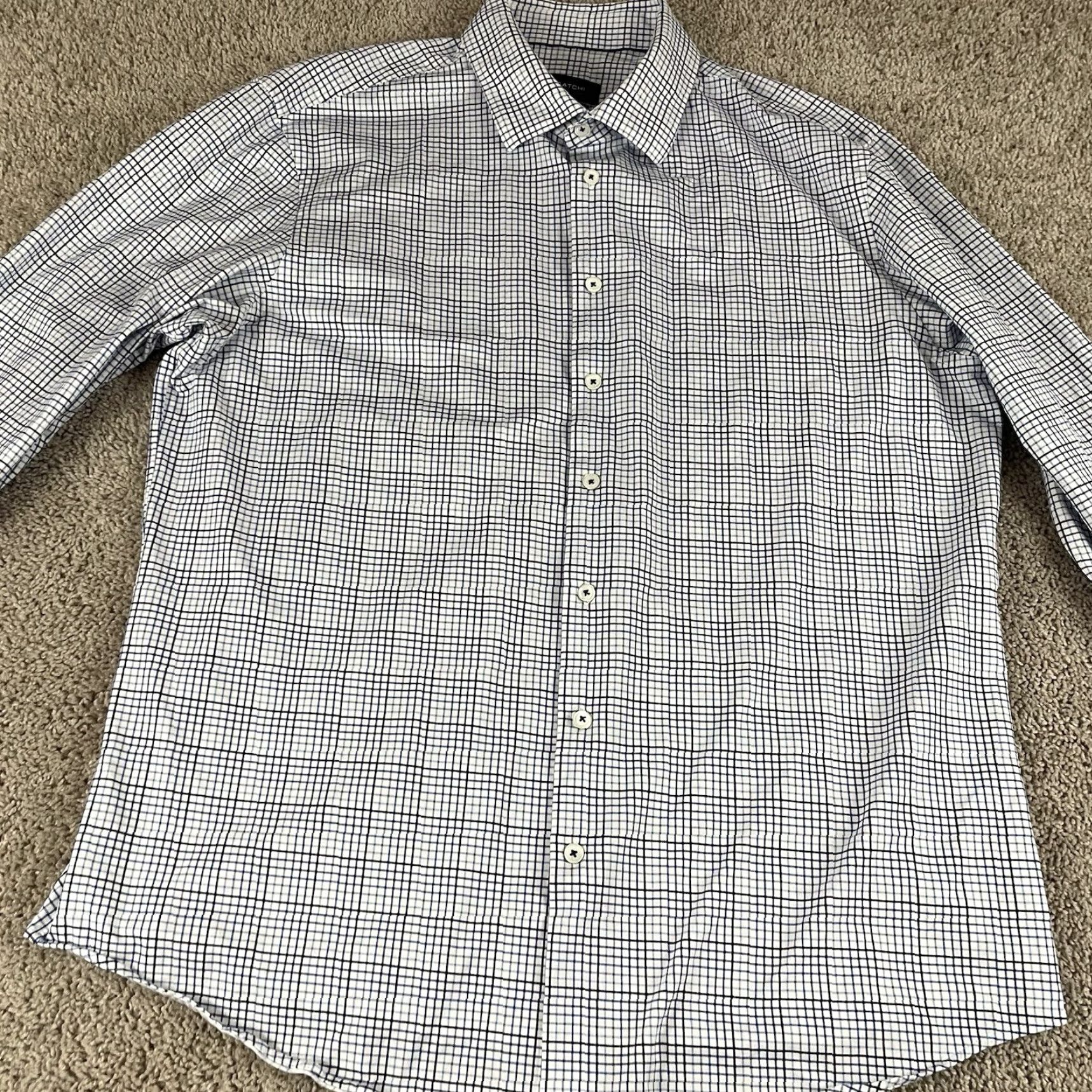 BUGATCHI VINTAGE Bugatchi Shirt Men XL 8 Way Stretch Blue Check Business Casual Button Up F235 Size US XL / EU 56 / 4 - 4 Thumbnail