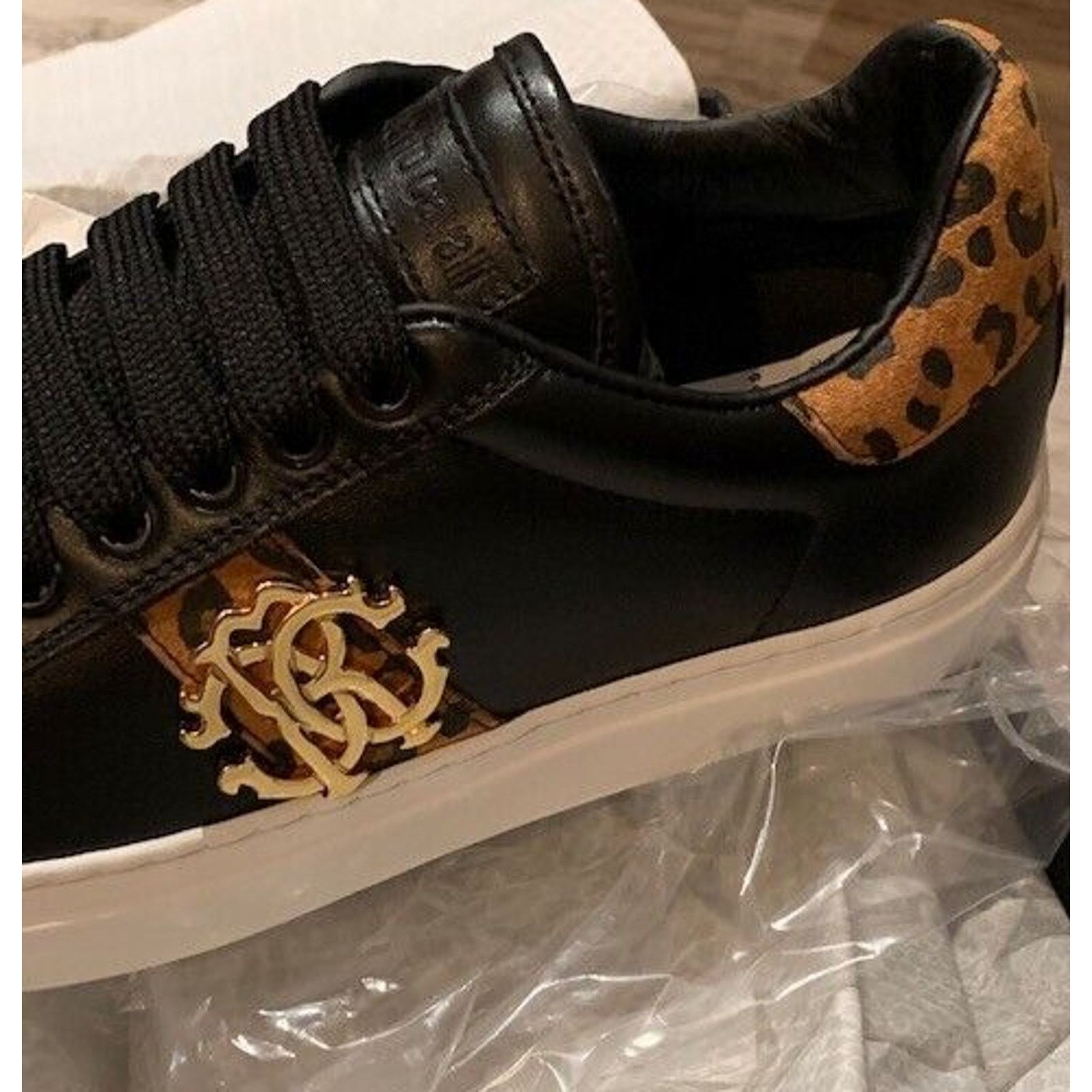 Cavalli Class × Just Cavalli × Roberto Cavalli Roberto Cavalli Leopard Print Black Low Sneaker 5.5 NIB $500 Size US 5.5 / IT 35.5 - 7 Thumbnail