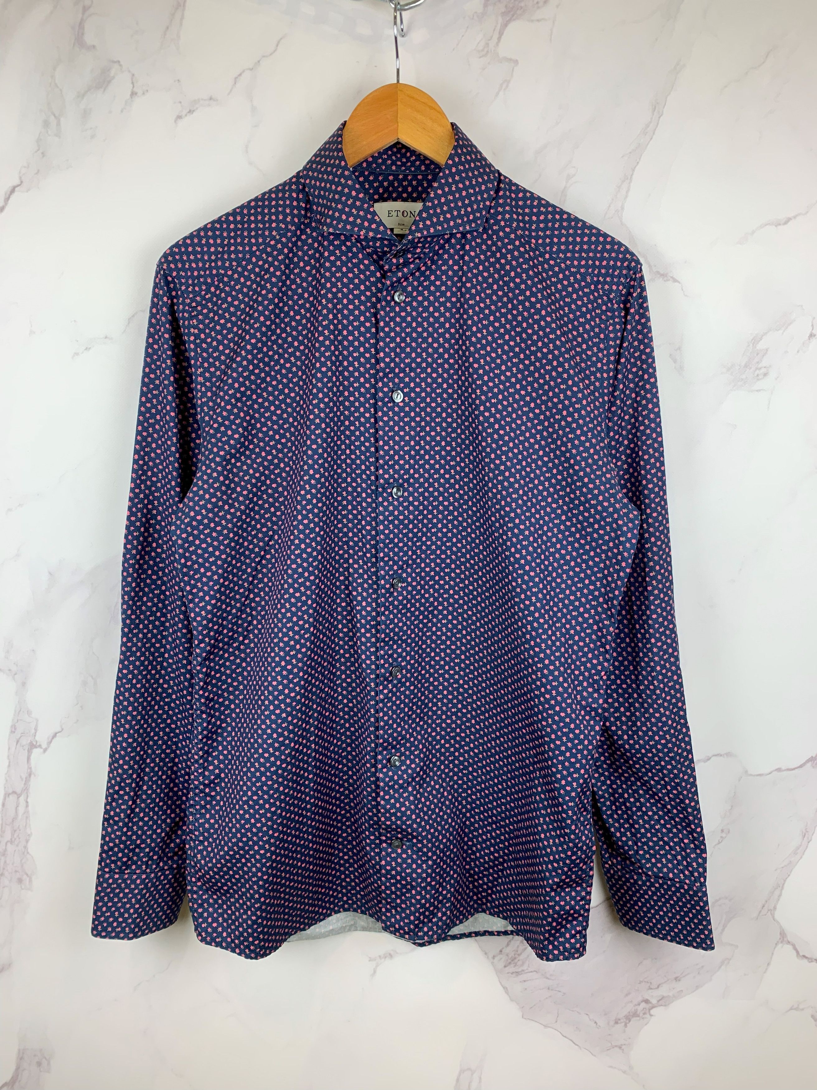Eton ETON Shirt Mini Flower Pattern Slim Fit Size M Size US M / EU 48-50 / 2 - 1 Thumbnail