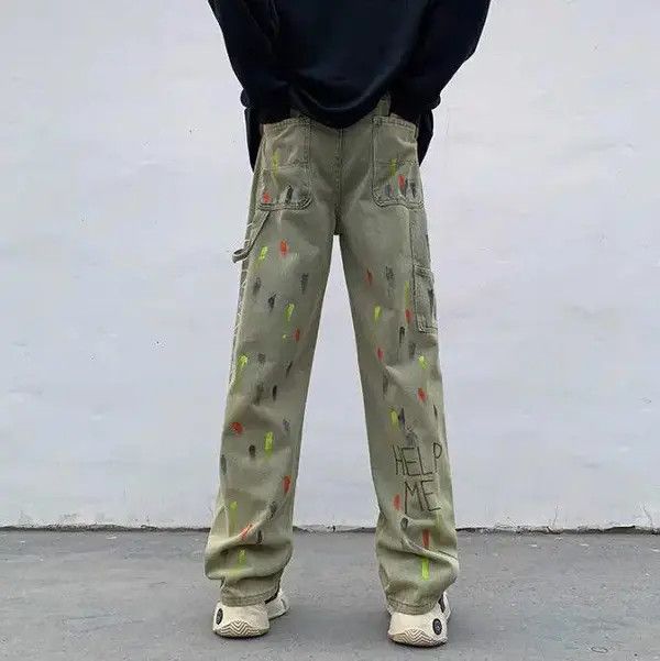VIBE Retro Embroidered Splash Ink Tie Dyed Jeans Size US 32 / EU 48 - 2 Thumbnail