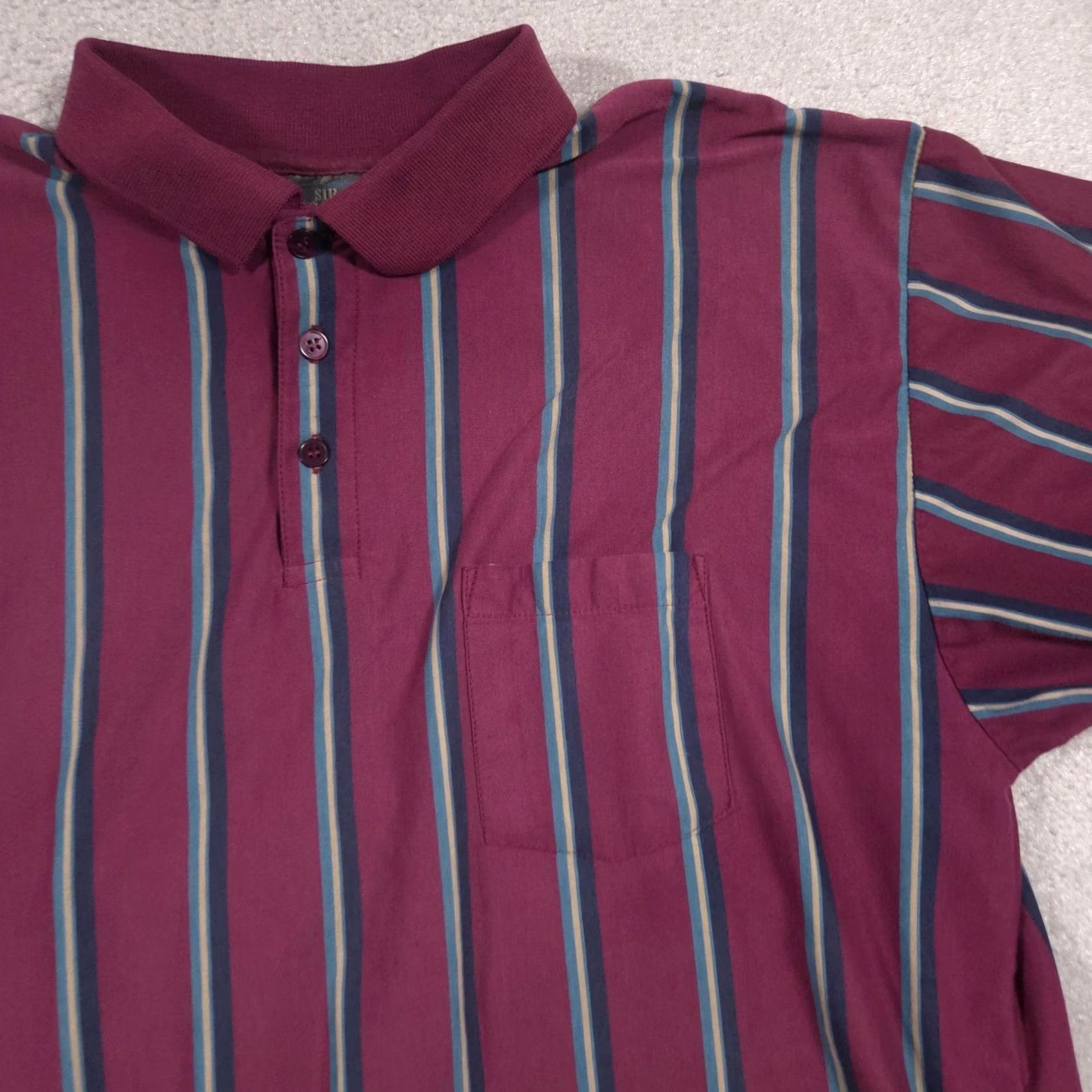 Vintage Sir William Polo Shirt Mens Large Red Striped Pocket Knit Casual Top Retro Size US L / EU 52-54 / 3 - 4 Thumbnail