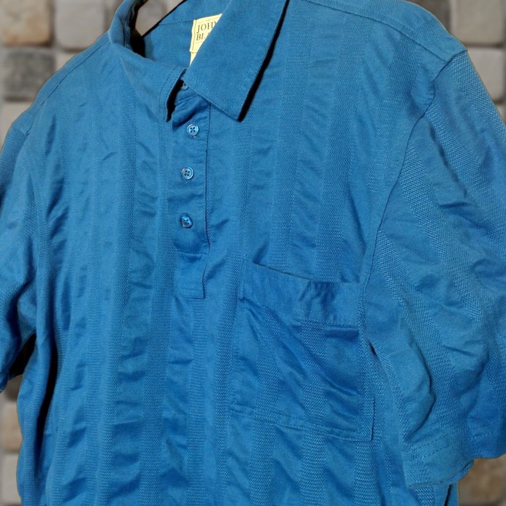 Blair VINTAGE John Blair Polo Shirt Large Royal Blue Stripe Knit Collared Pullover Men L Blue Golf Business Casual 90s Grandpacore Mens Size US L / EU 52-54 / 3 - 1 Thumbnail