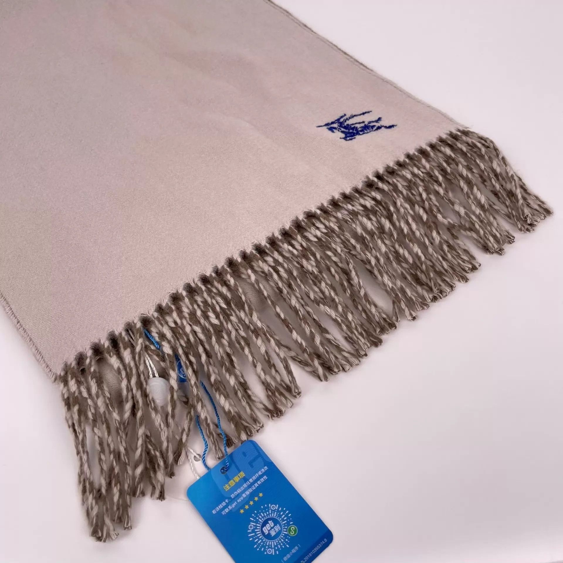 Burberry Burberry Cashmere Double-Faced Horseferry Scarf Gray 168/30 Size ONE SIZE - 4 Thumbnail