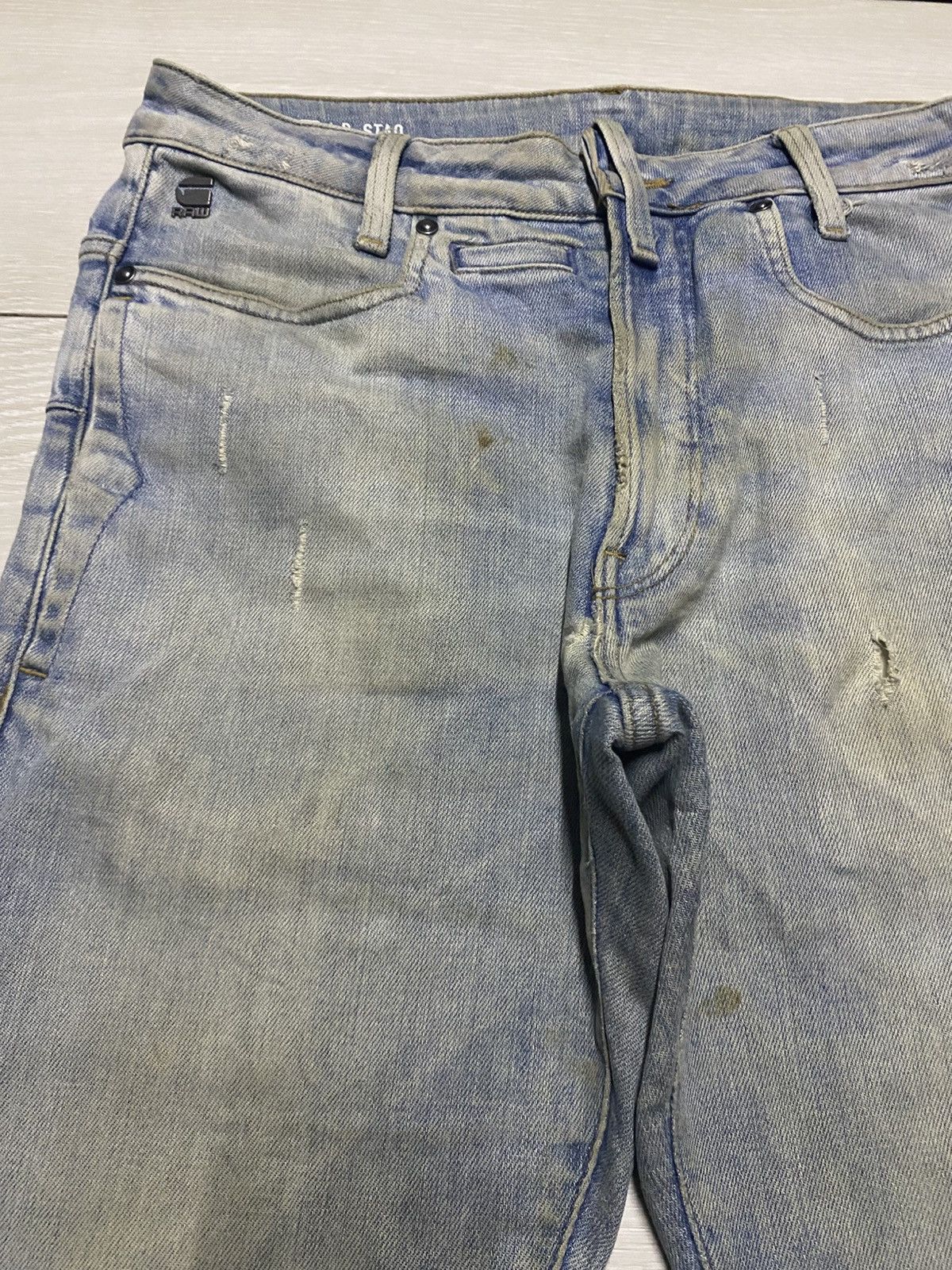 Raw State G Star Raw Multi Pocket Dirty Distressed Skinny Jeans Size US 31 - 9 Thumbnail