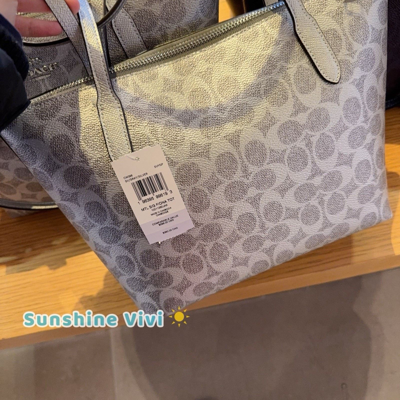 Coach NWT COACH Fiona Zip Tote Bag Canvas CW396, Gray/Silver Size ONE SIZE - 7 Thumbnail